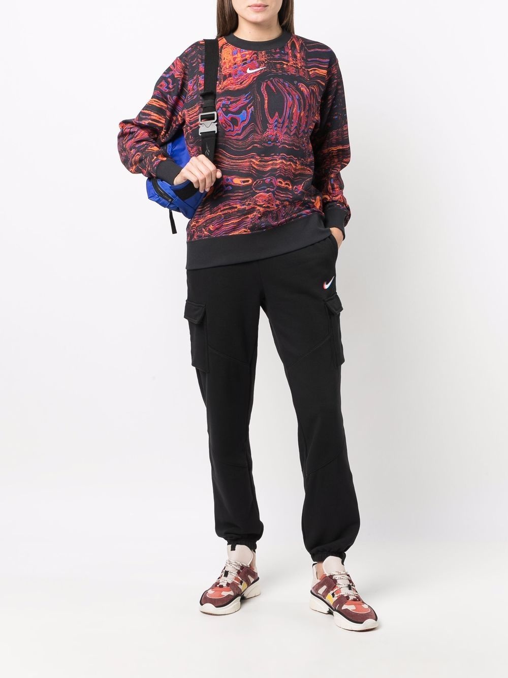 marble-print cotton sweatshirt - 2