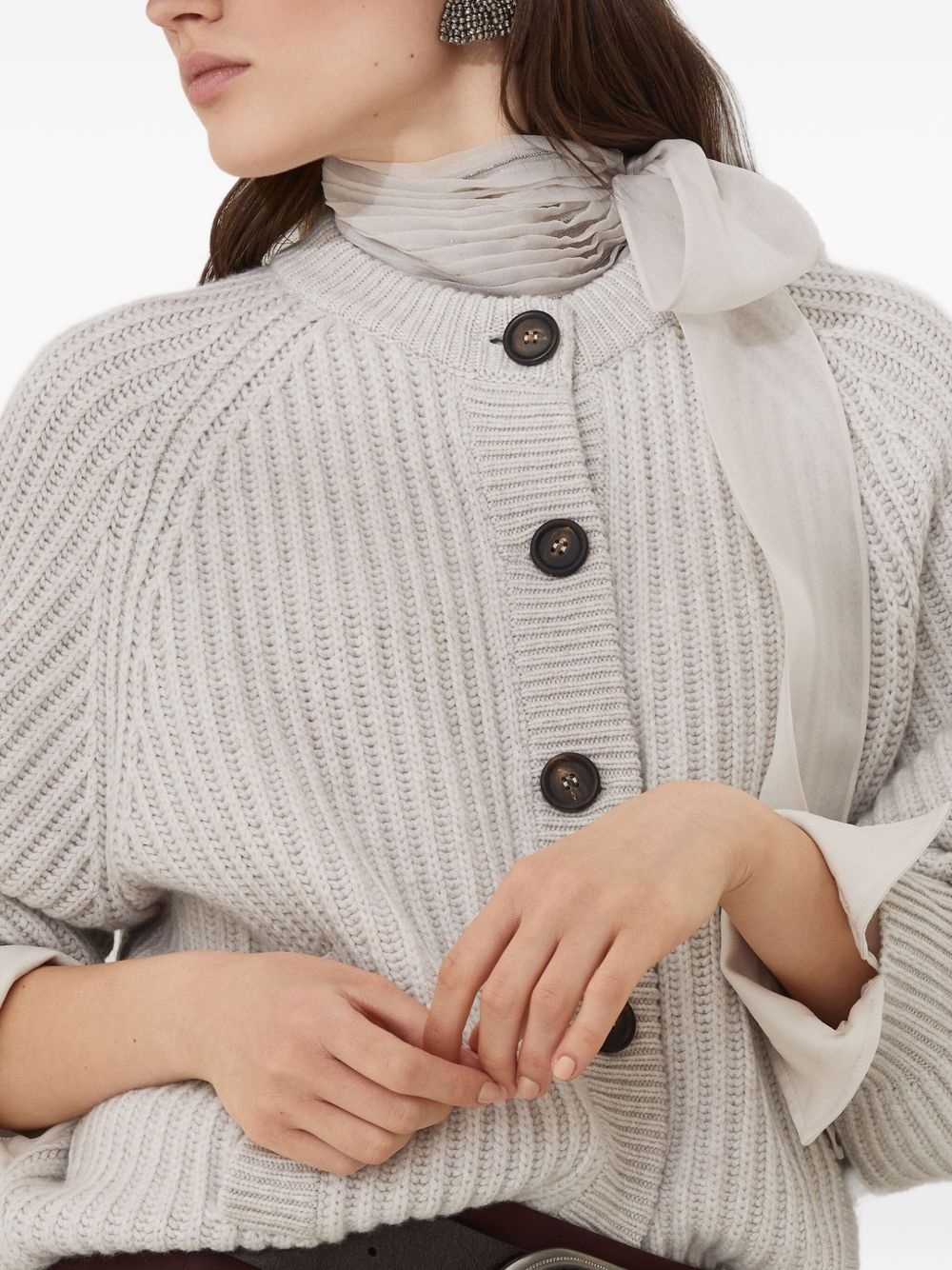 ribbed button-up cardigan - 5