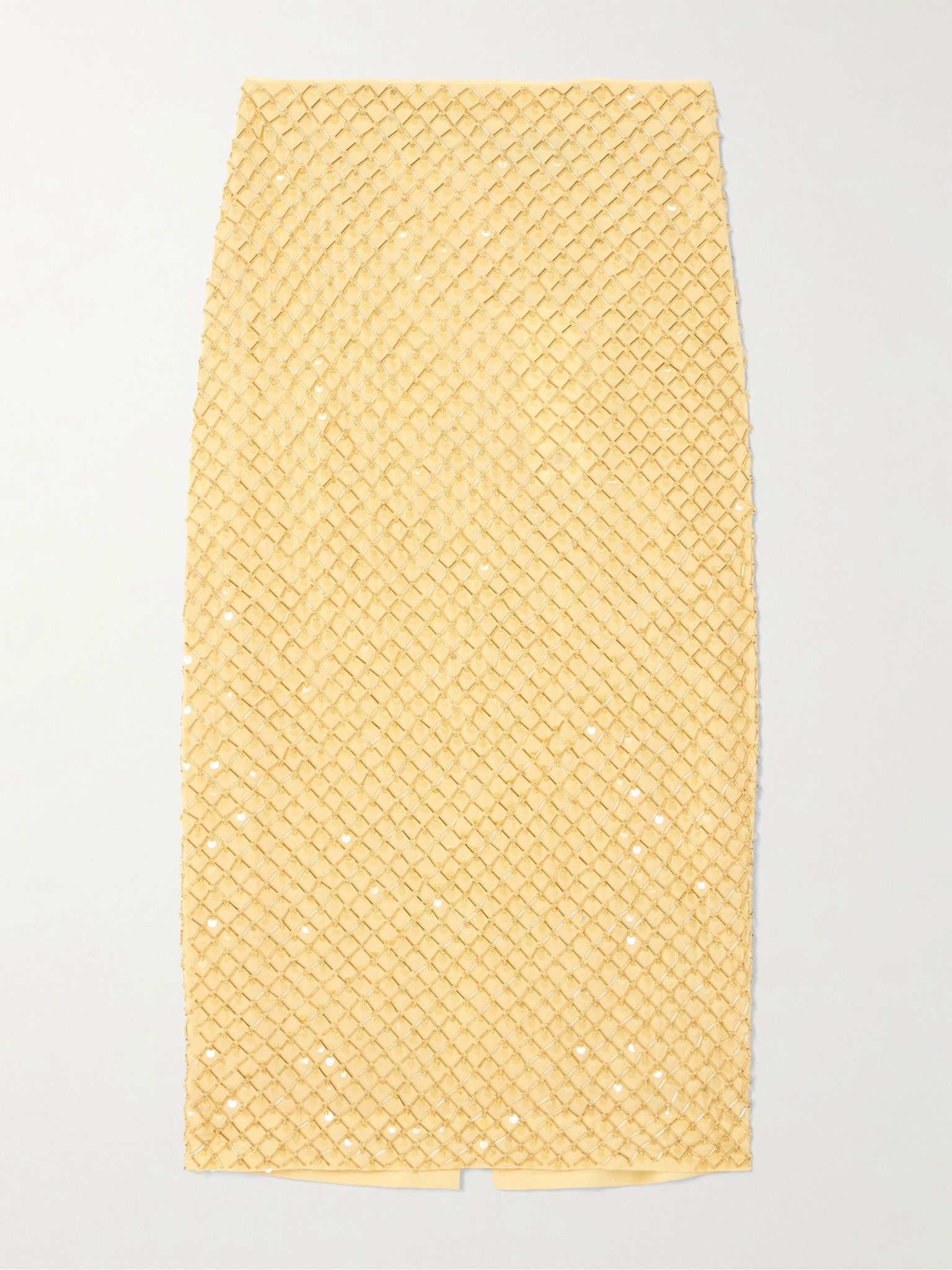 Allora embellished crepe de chine midi skirt Saffron - 1