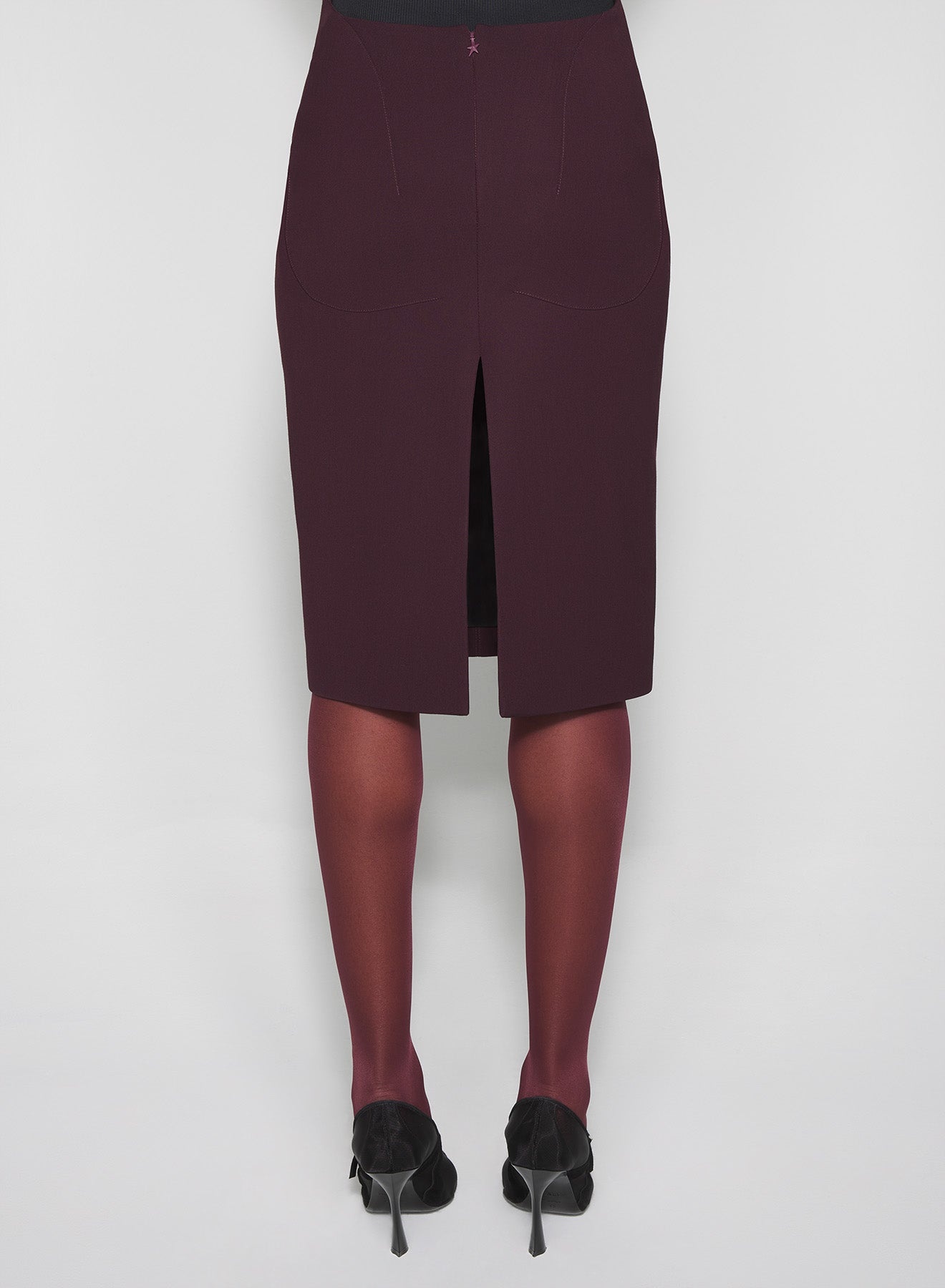 burgundy buckled tailored skirt - 3