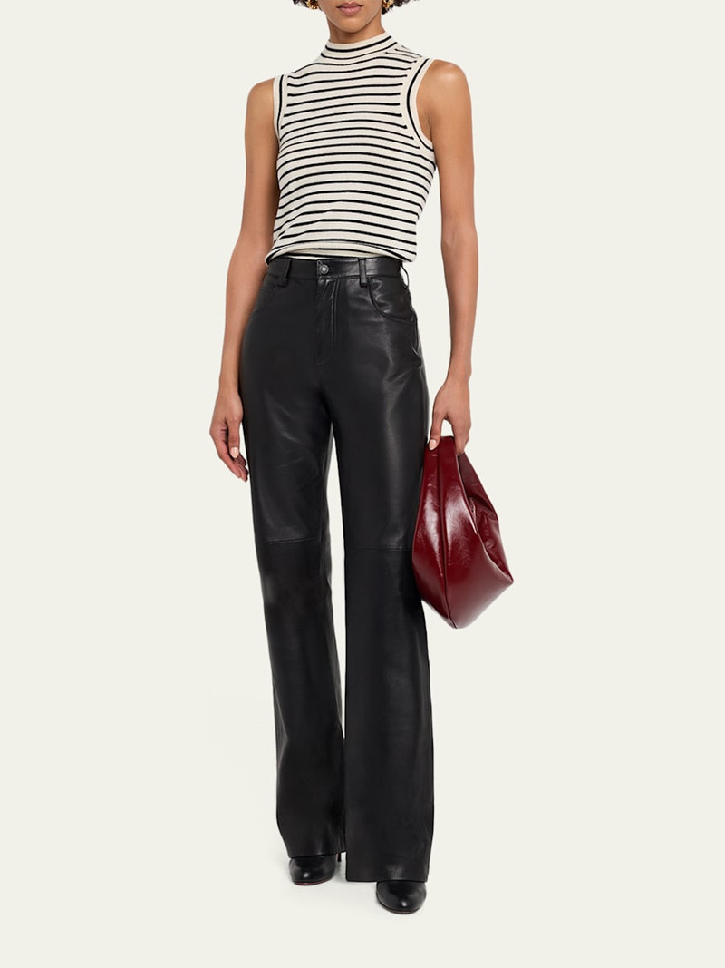 NILI LOTAN Joan Leather Straight-Leg Pants outlook
