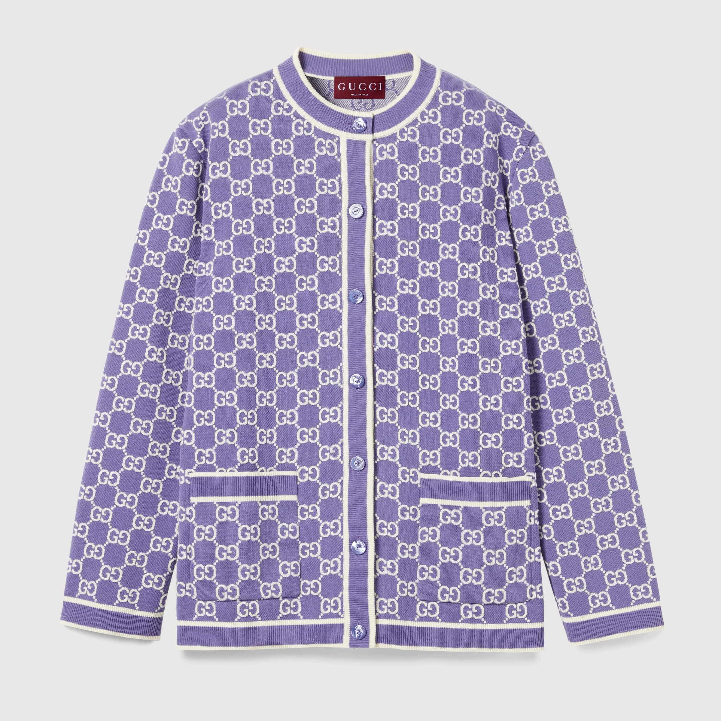 GG fine cotton jacquard cardigan - 1