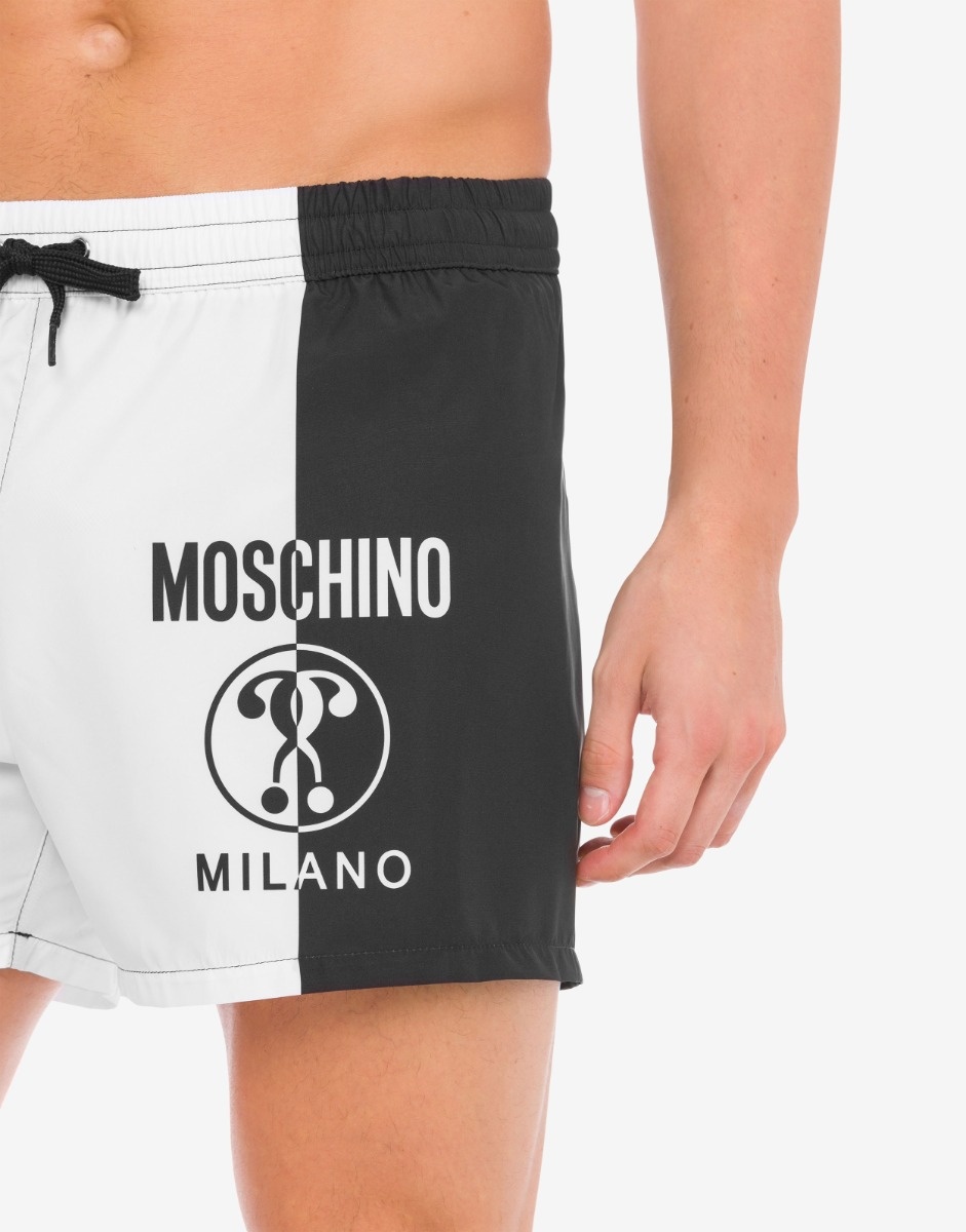 DOUBLE QUESTION MARK TWO-TONE SWIM TRUNKS - 2