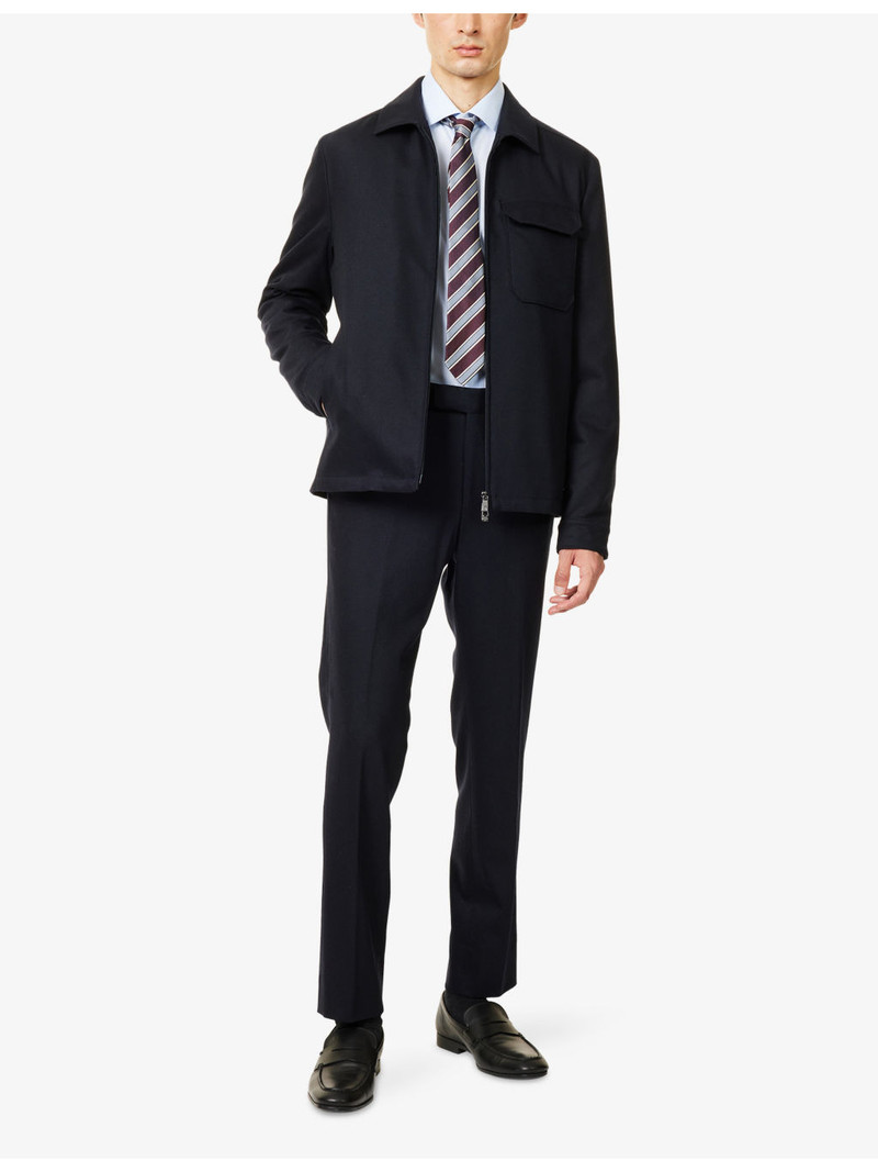 CORNELIANI Flap-Pocket Long-Sleeves Wool-Cashmere Blend Overshirt outlook