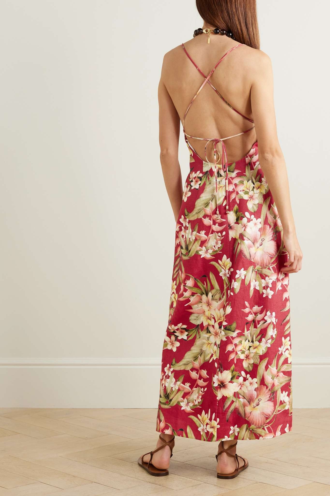 + NET SUSTAIN Lexi floral-print linen midi dress - 3