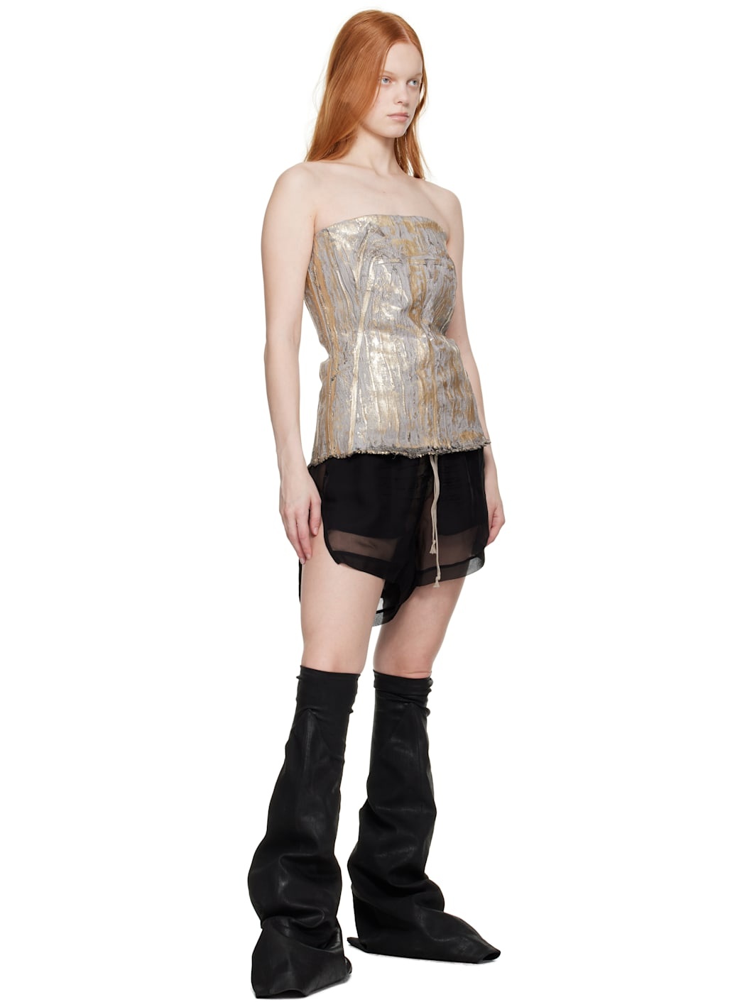 【RICK OWENS】ブラック Hollywood Fetish サイハイブーツ Rick Owens DRKSHDW Black Hollywood Fetish Tall Boots