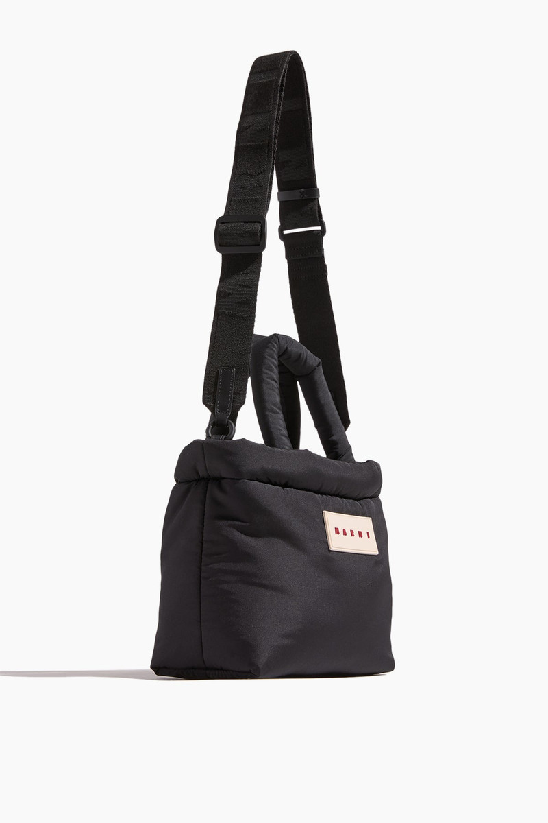 Nylon Puff Small Tote Bag in Black 4