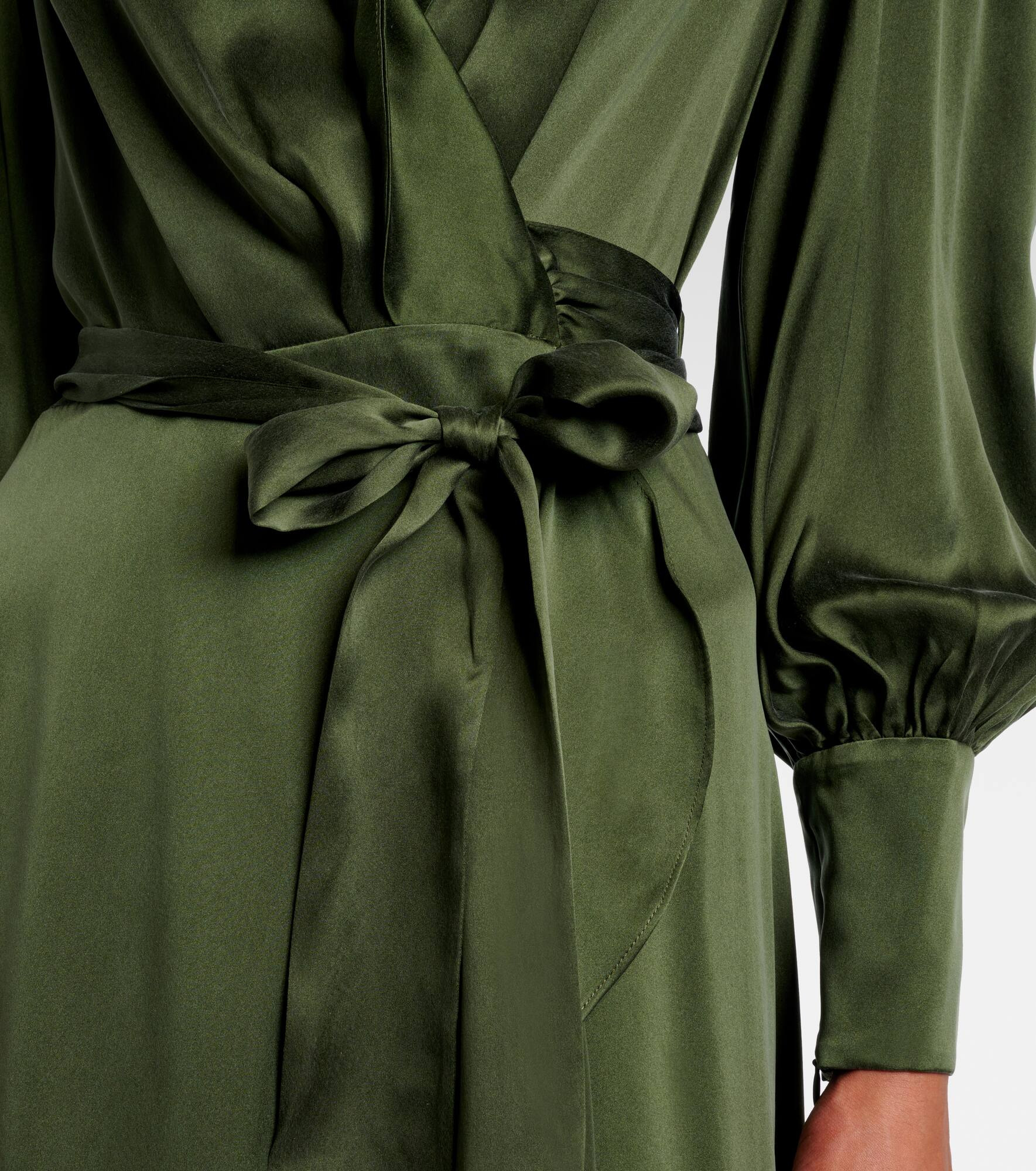 Asymmetric silk satin wrap dress - 5