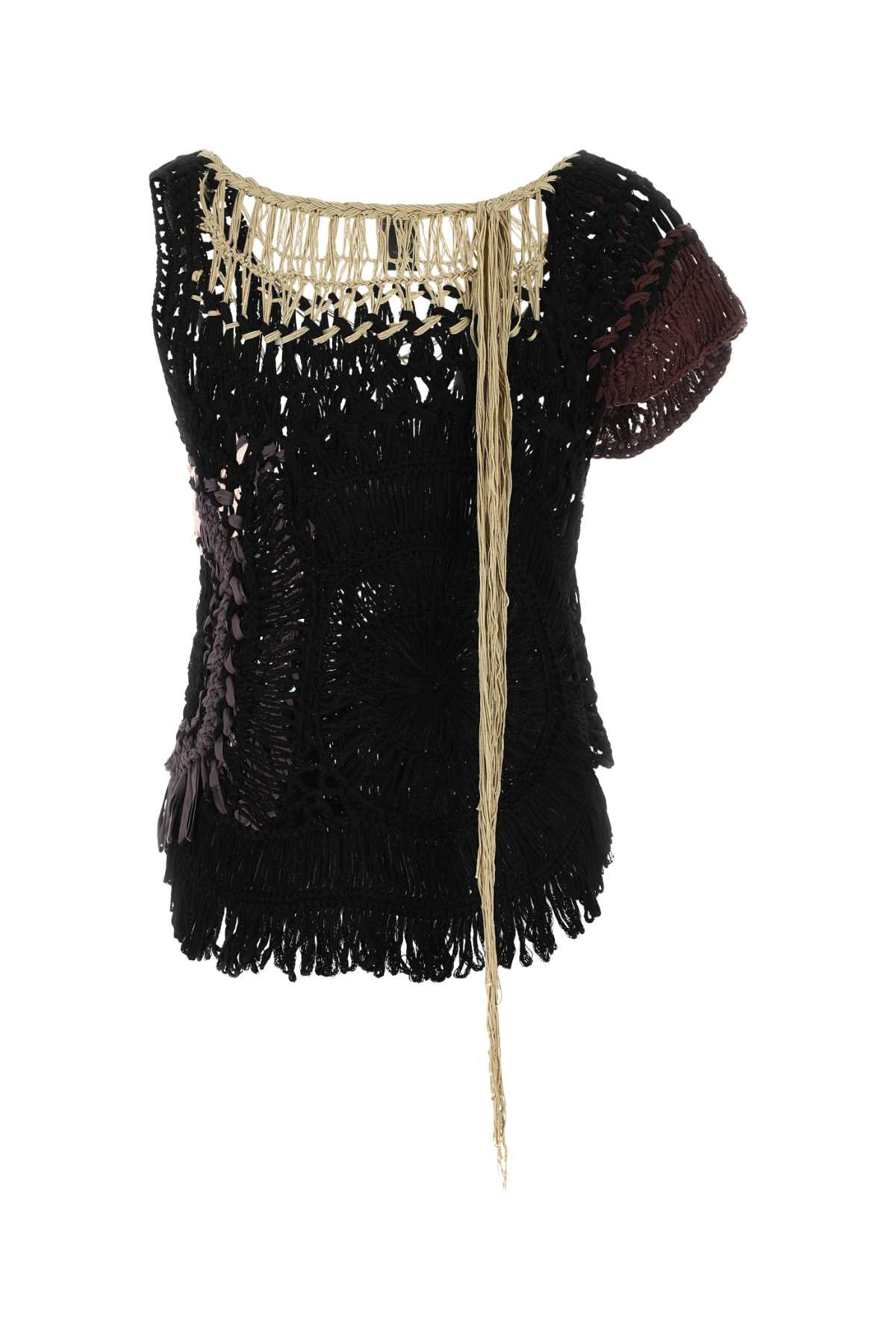 Dries Van Noten Women Black Crochet Top - 2
