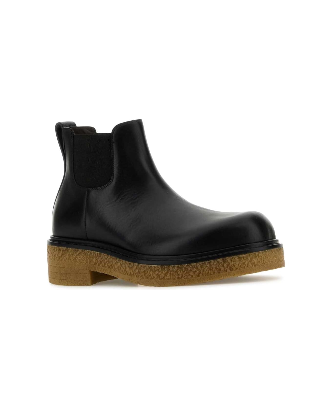 Black Leather Haddock Ankle Boots - 2