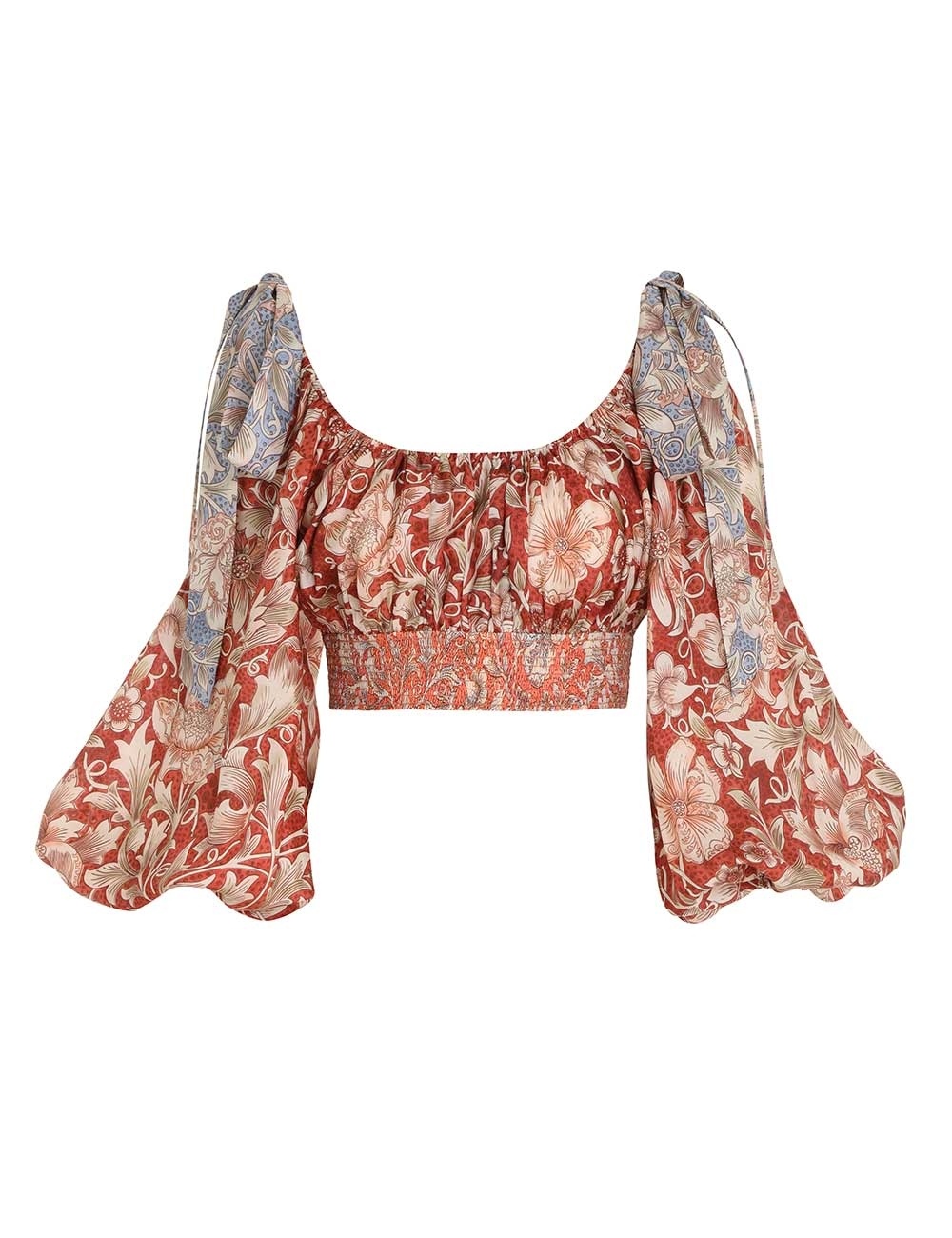 CHINTZ BILLOW SLEEVE CROP TOP - 1