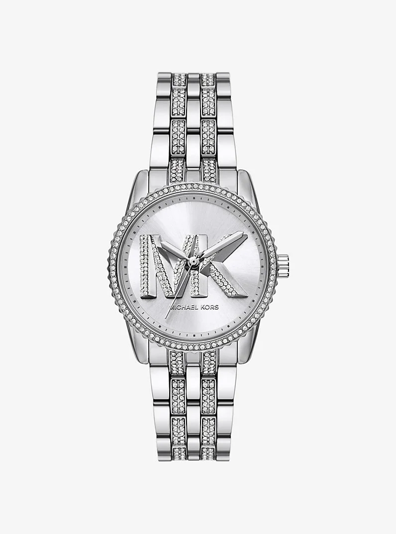 Mini Bryant Pavé Logo Silver-Tone Watch - 1