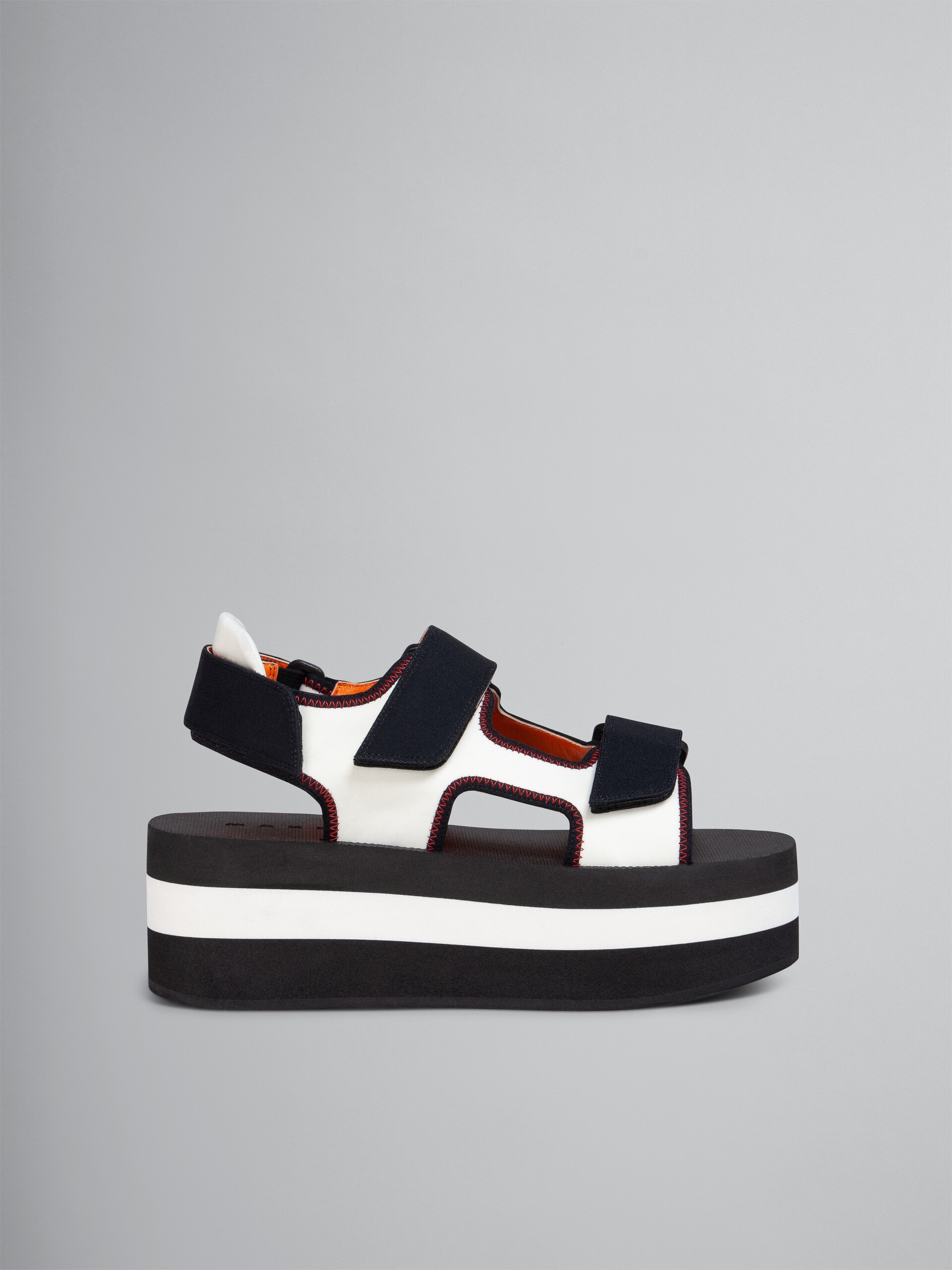 BLACK AND WHITE TECHNICAL FABRIC SANDAL - 1