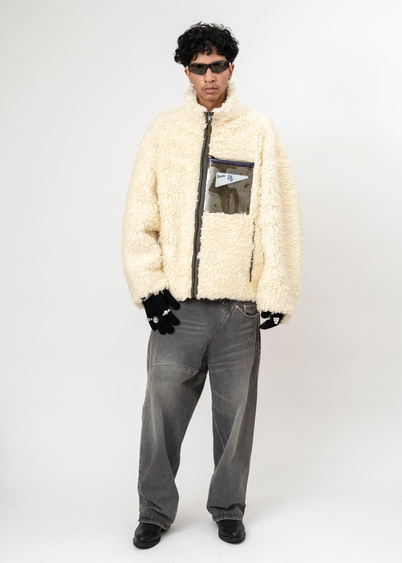 IVORY DOUBLET HEMP FAUX FUR ZIP-UP JACKET - 6