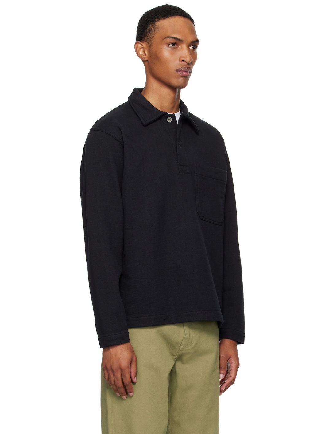 Black Fraser Relaxed Organic Loopback LS Polo - 2