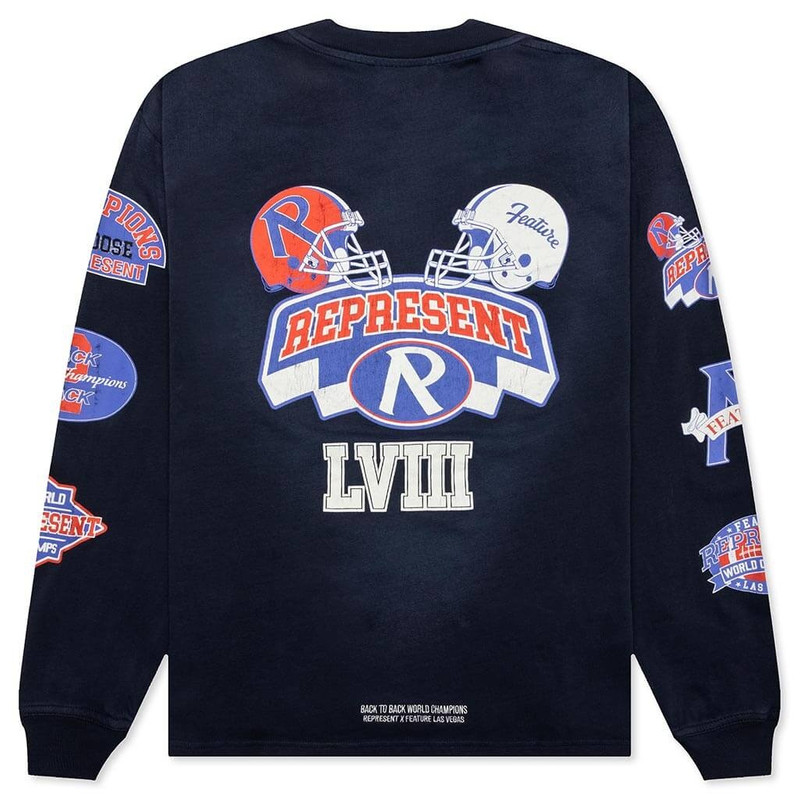 REPRESENT FEATURE X REPRESENT CHAMPIONS L/S T-SHIRT - MIDNIGHT NAVY outlook