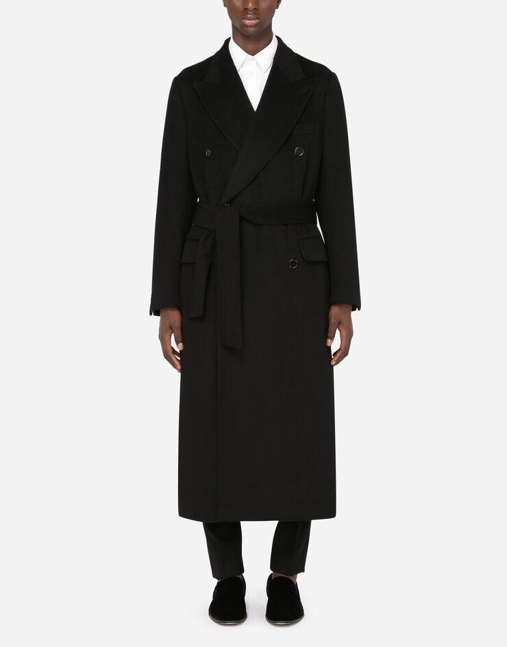 Belted double-breasted cashmere coat - 1