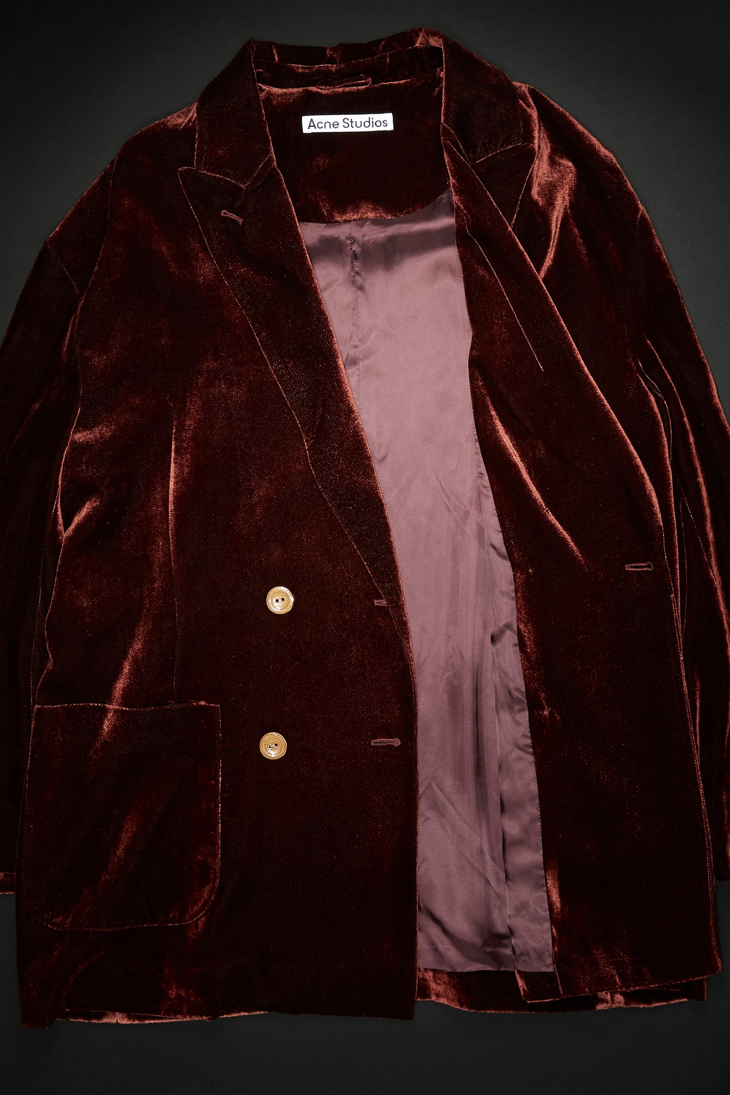 Double-breasted velvet jacket dark brown - 7