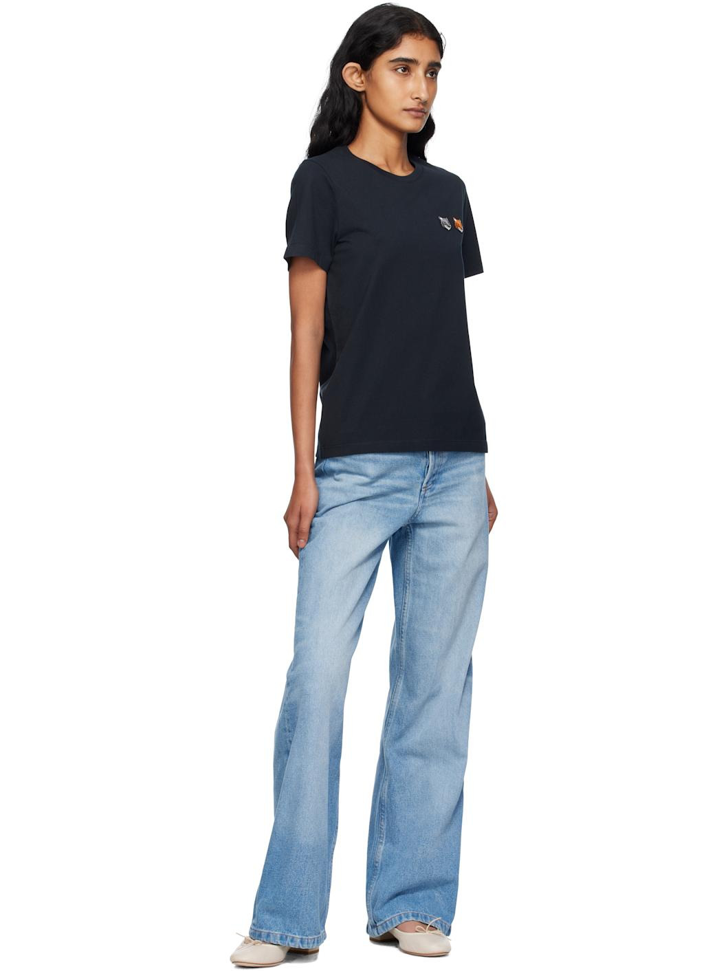 Black Double Bold Fox Head T-shirt - 4