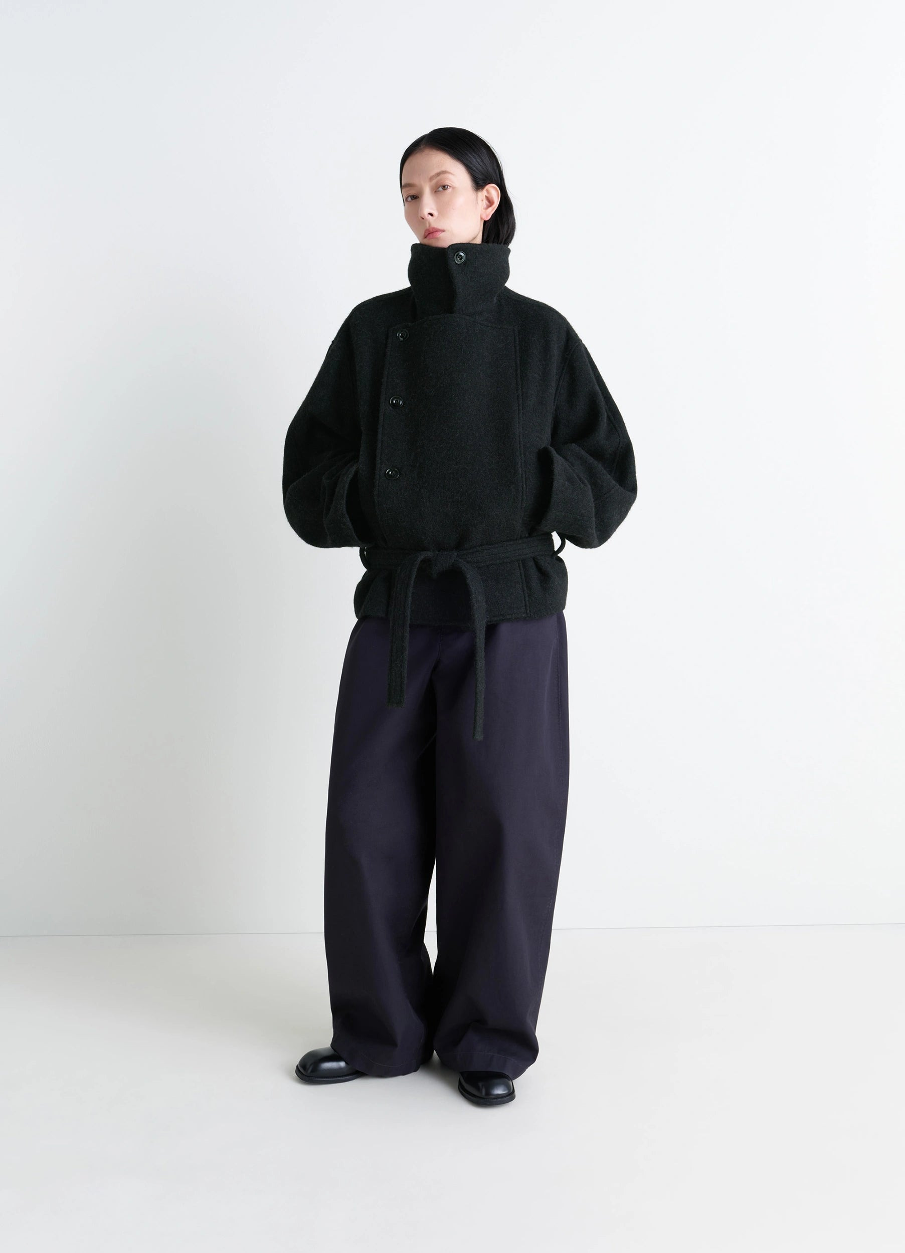 SHORT ASYMMETRICAL BATHROBE COAT - 3