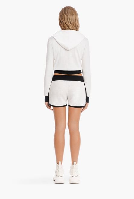 Bicolor wool shorts with embossed Balmain monogram - 3