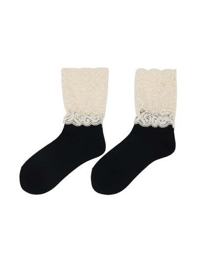 Yohji Yamamoto Black & Off-White Short Lace Socks outlook