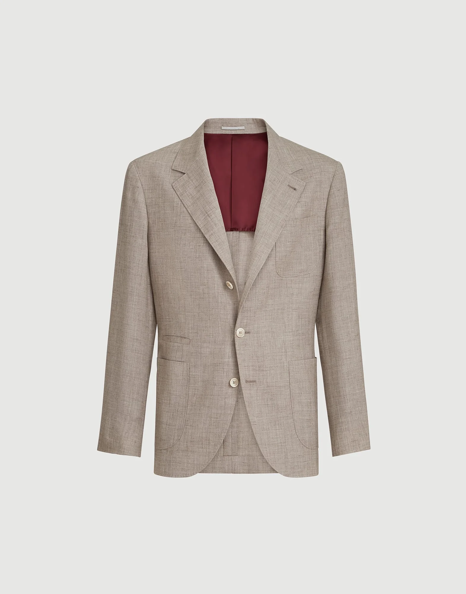 Wool, silk and linen slubbed fresco deconstructed blazer with patch pockets - 1