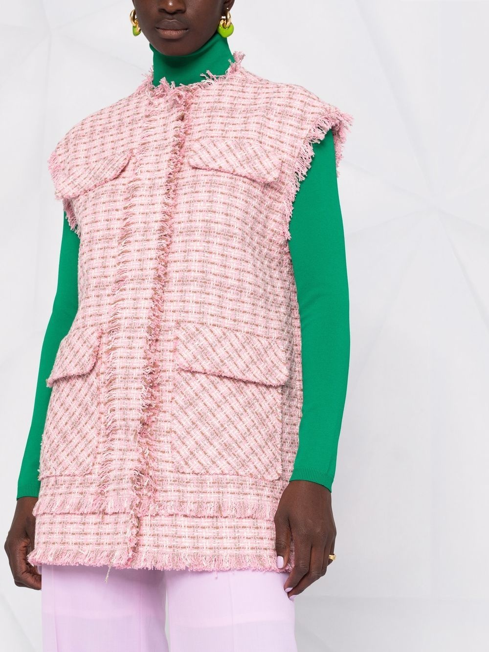 tweed fringe gilet - 5