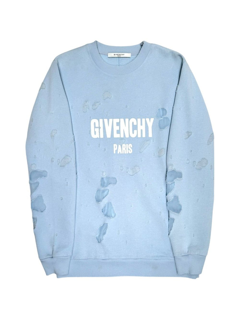 distressed logo crew-neck sweatshirt 1