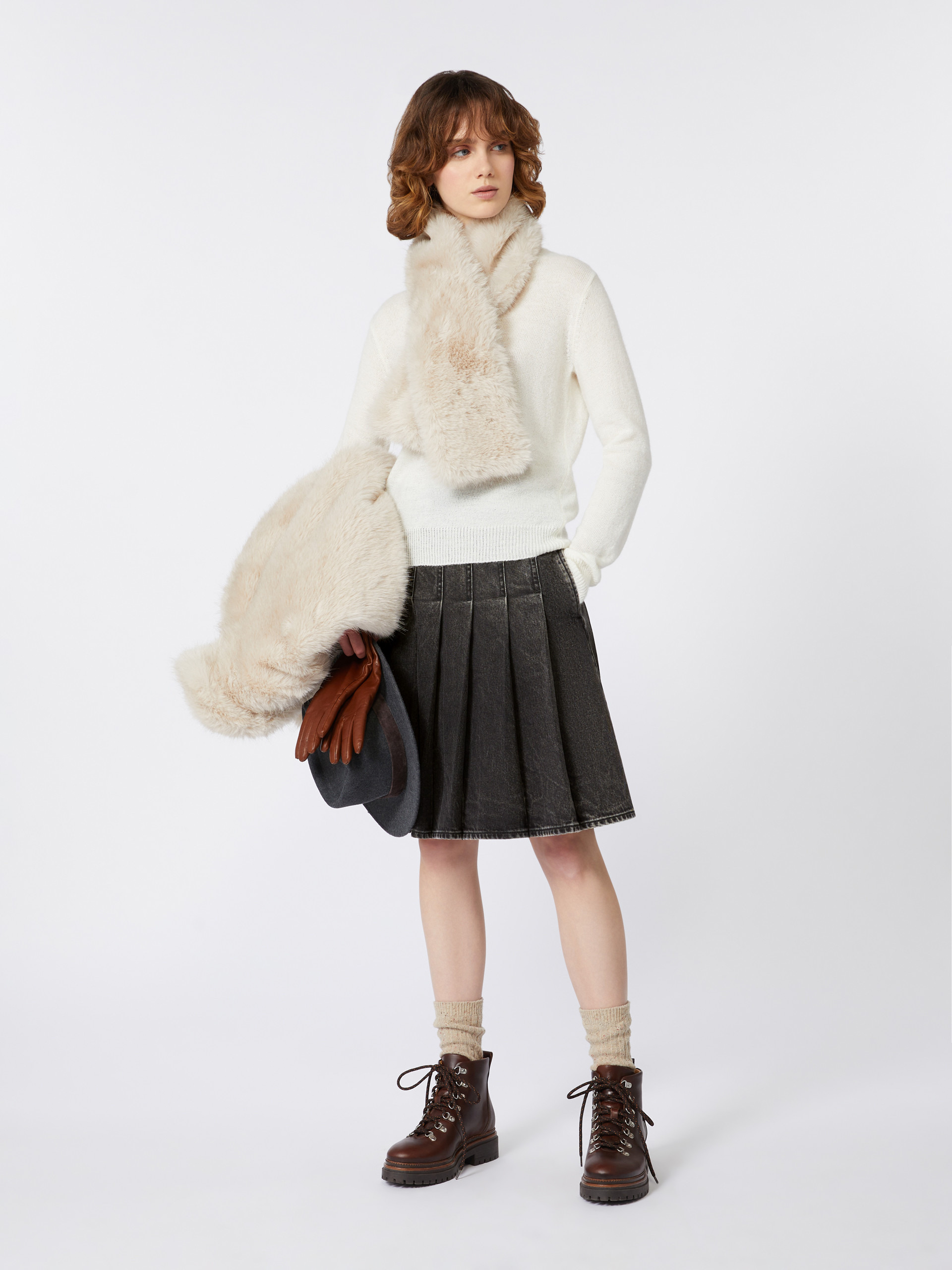 BRONZO1234 Pleated denim skirt - 2