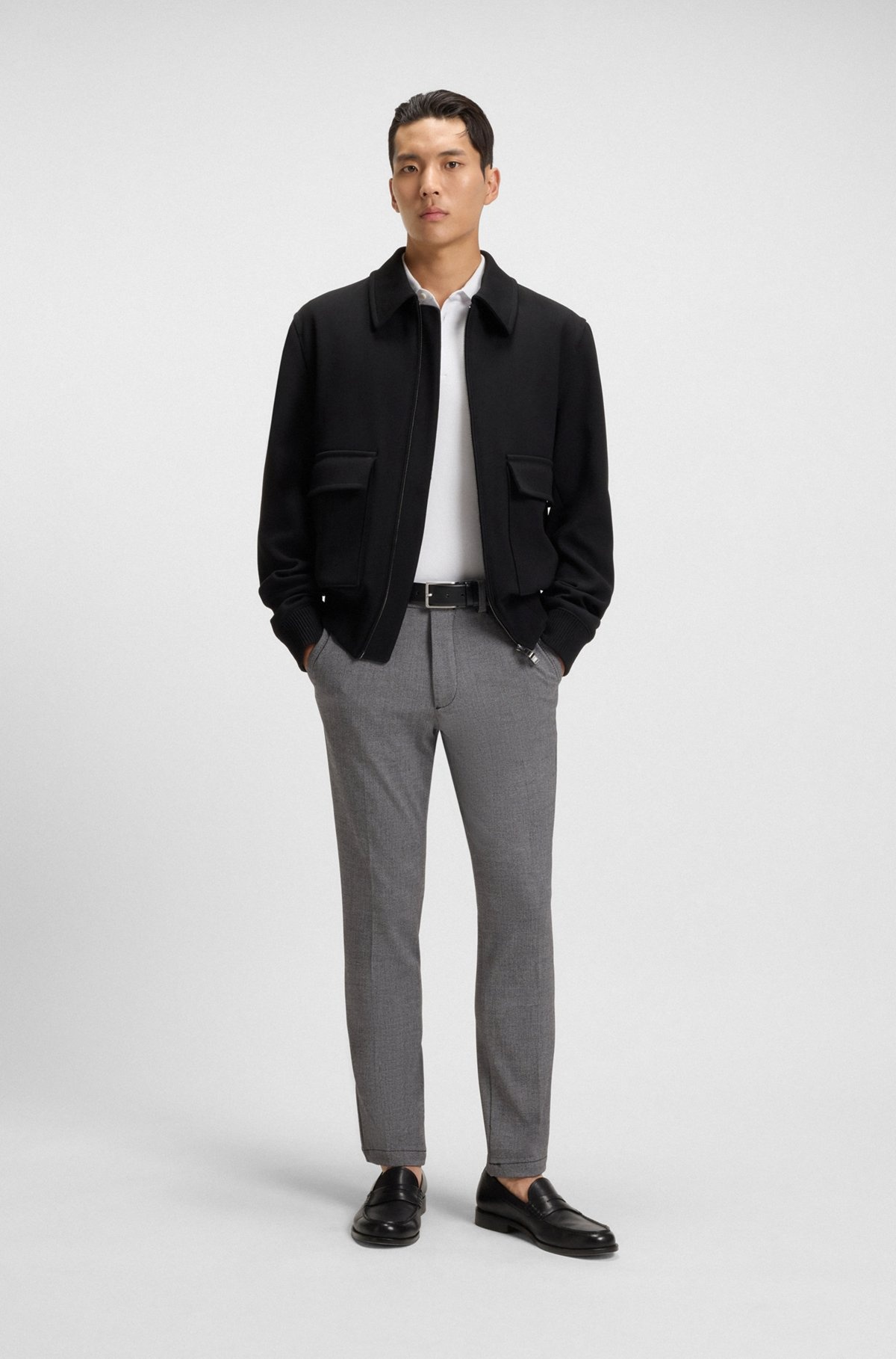 SLIM-FIT TROUSERS IN MELANGE STRETCH FABRIC - 3