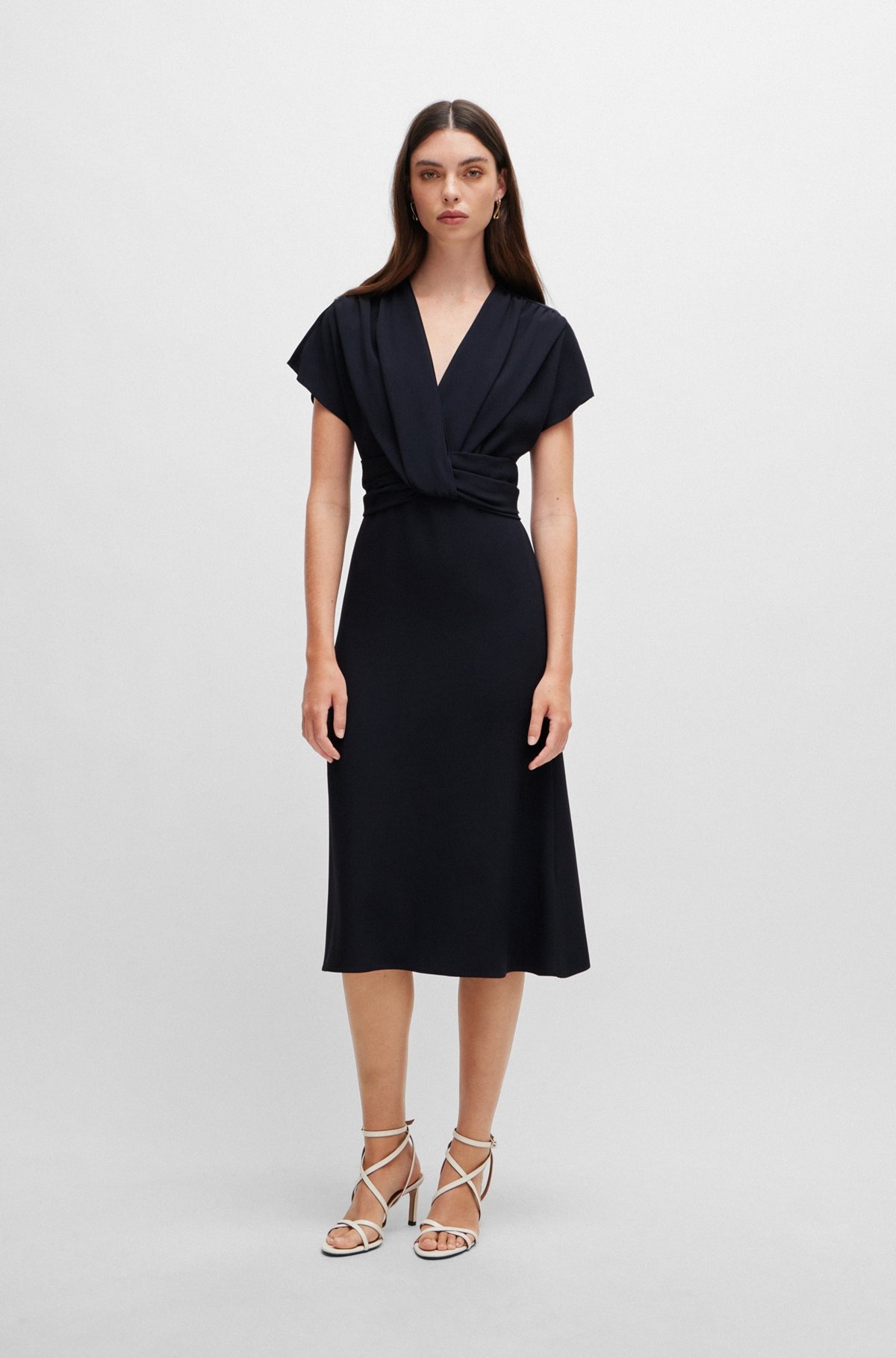 DRAPE-FRONT DRESS IN MATTE SATIN - 3