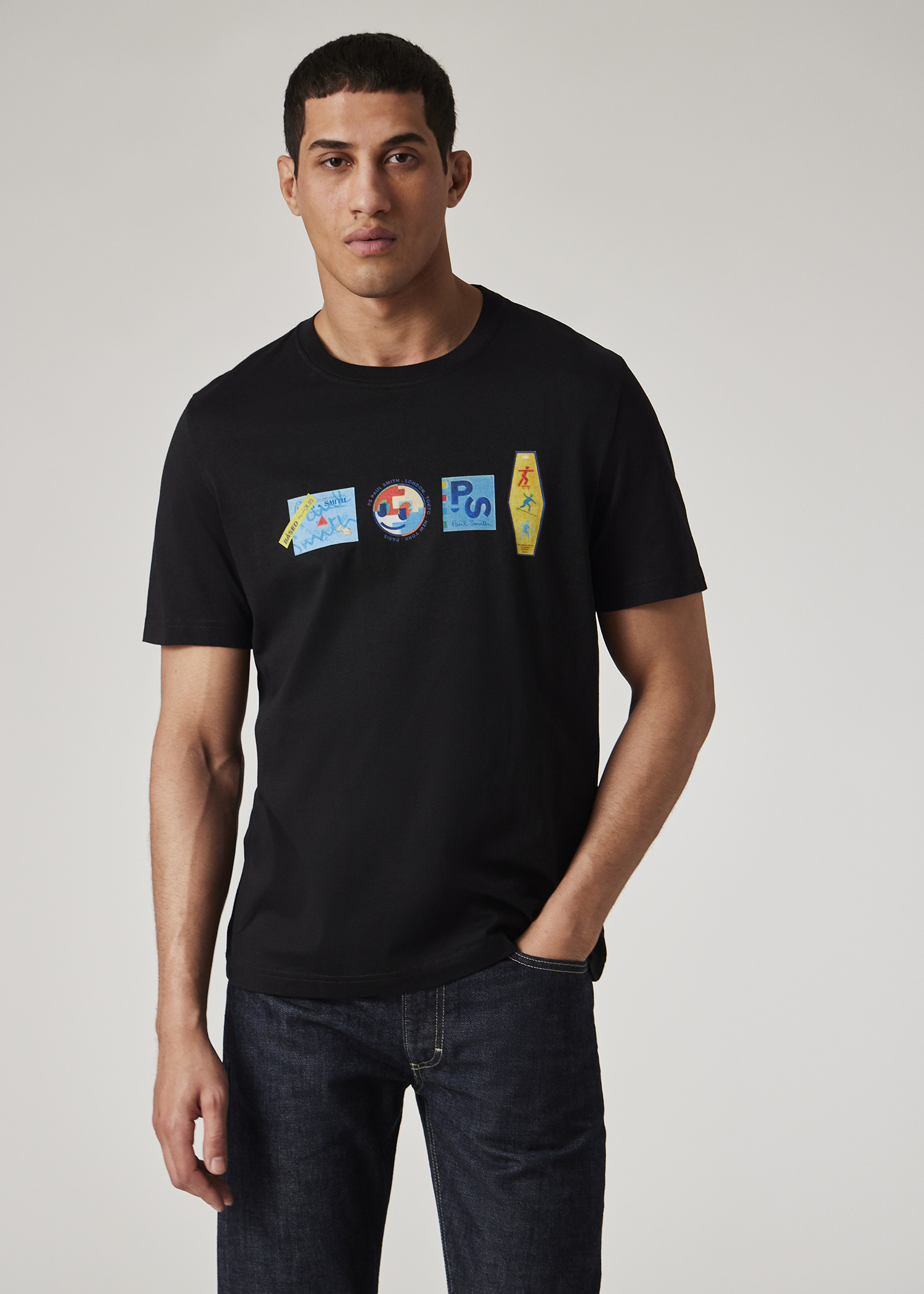 Black 'Stickers' Print T-Shirt - 4