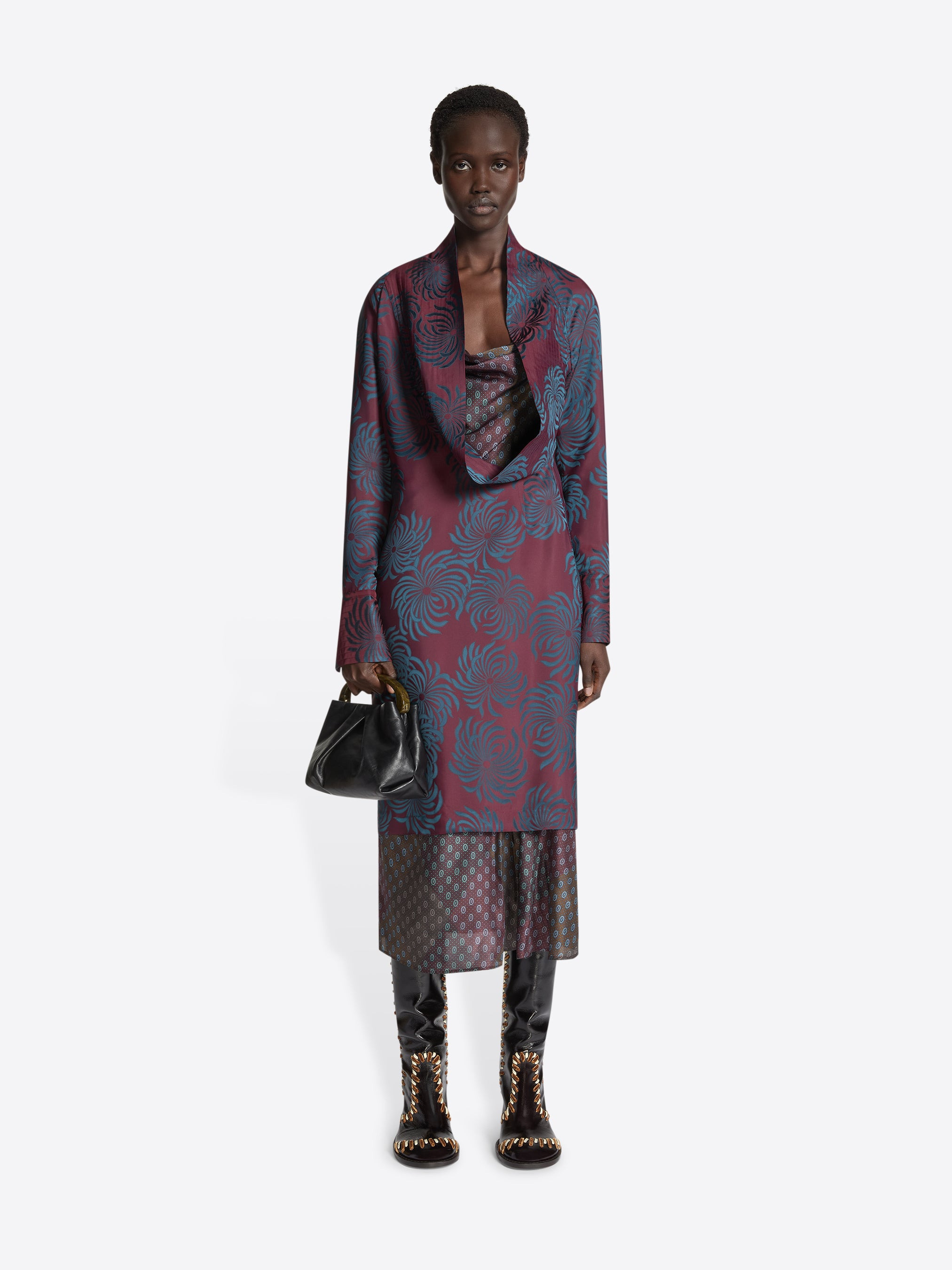 DOUBLE LAYERED JACQUARD DRESS - 2