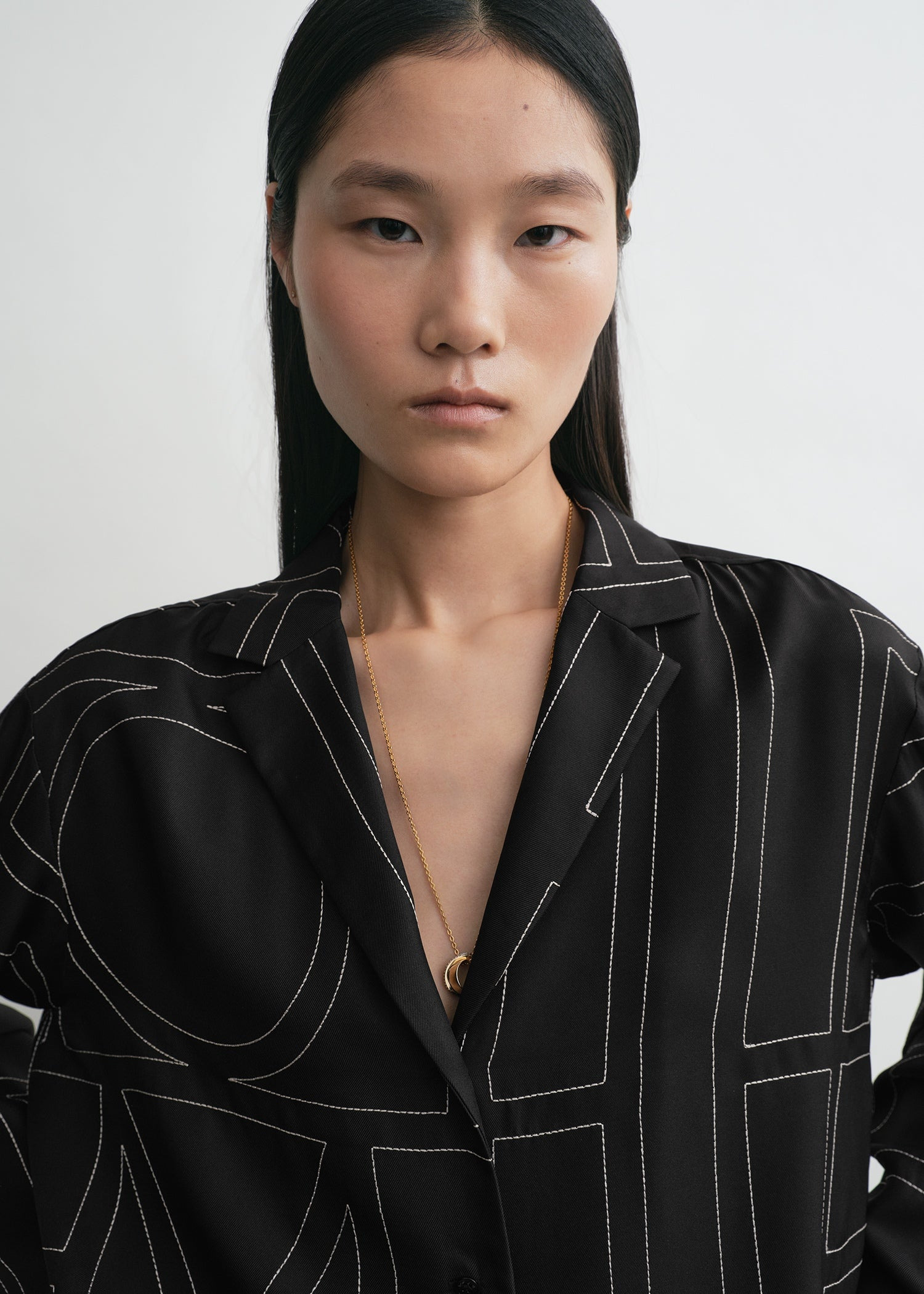 Monogram silk pj top black - 5