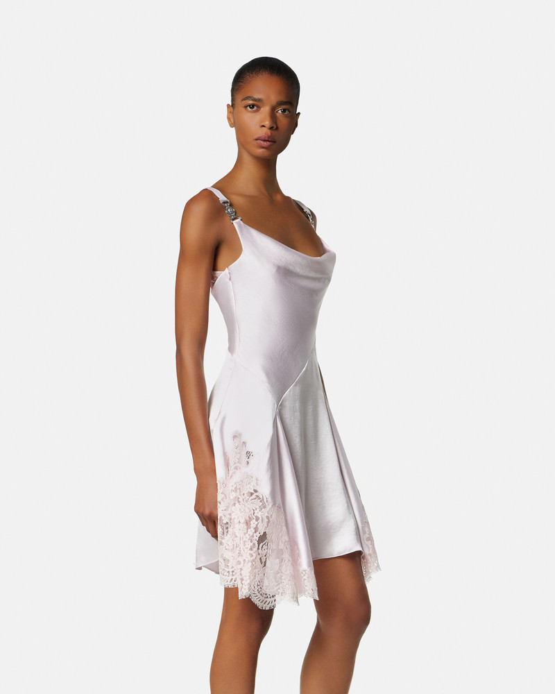 Lace-Trim Satin Mini Dress 4