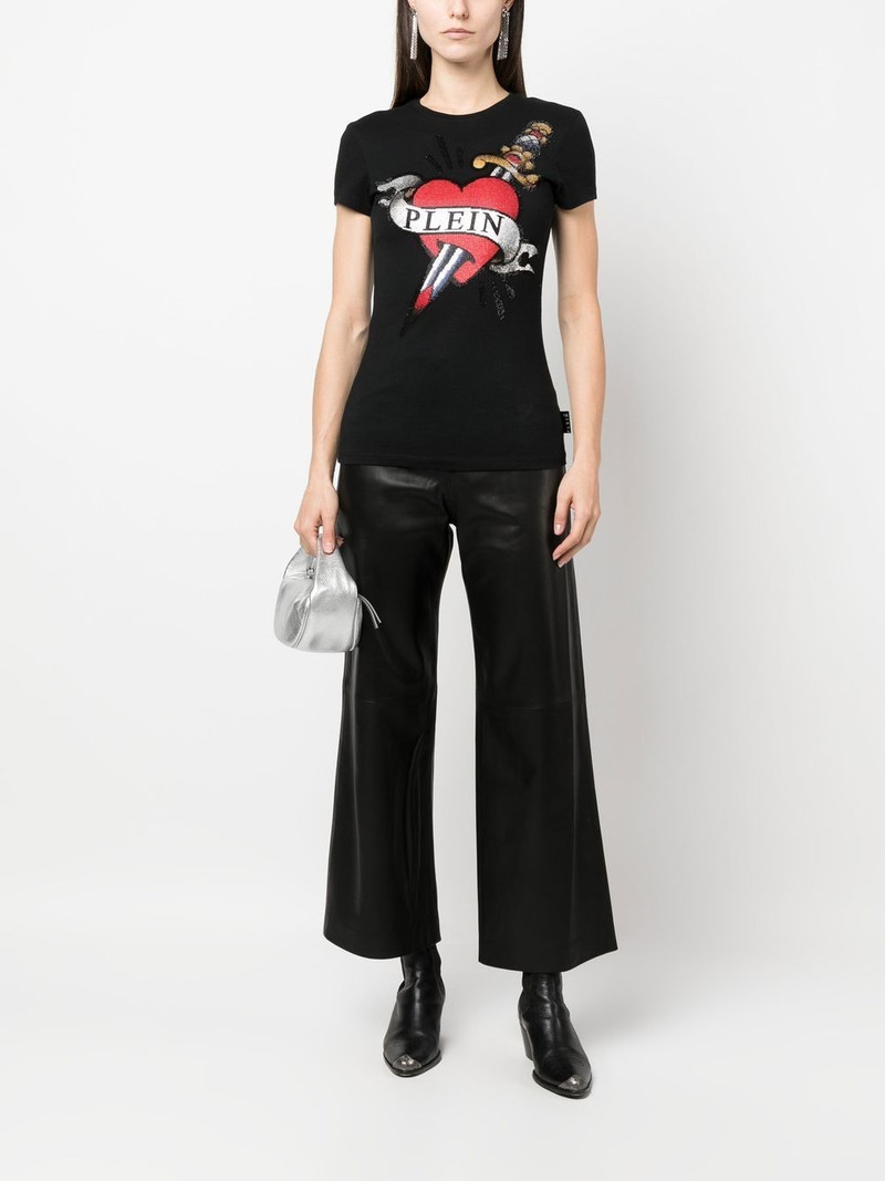 PHILIPP PLEIN crystal-embellished logo T-shirt outlook