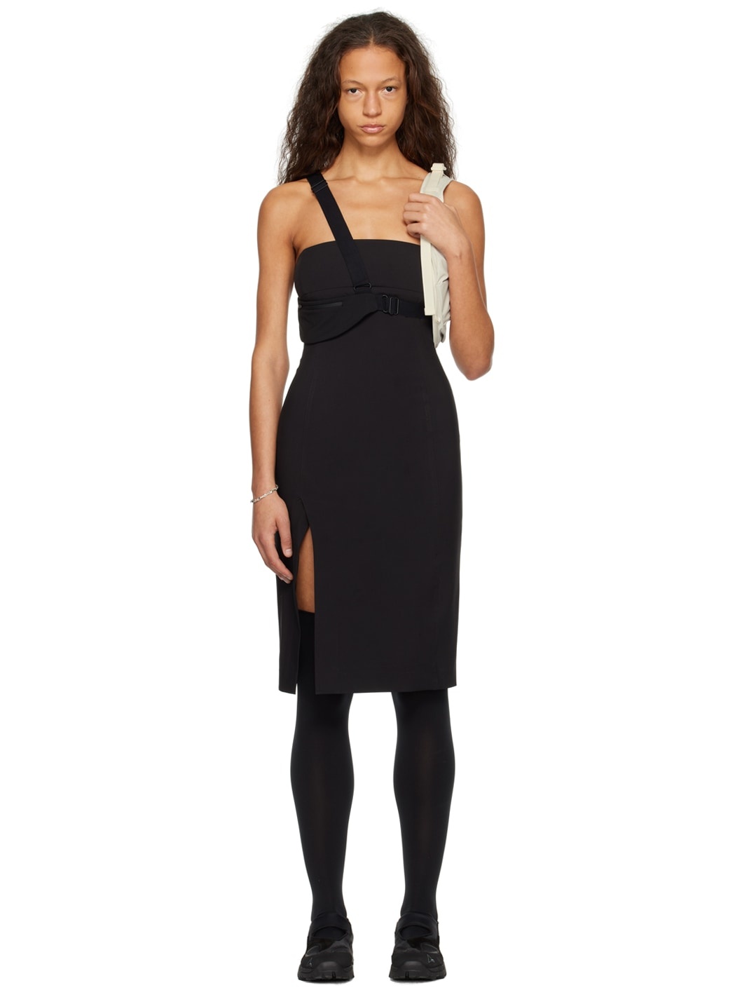 Black Strap Midi Dress - 1