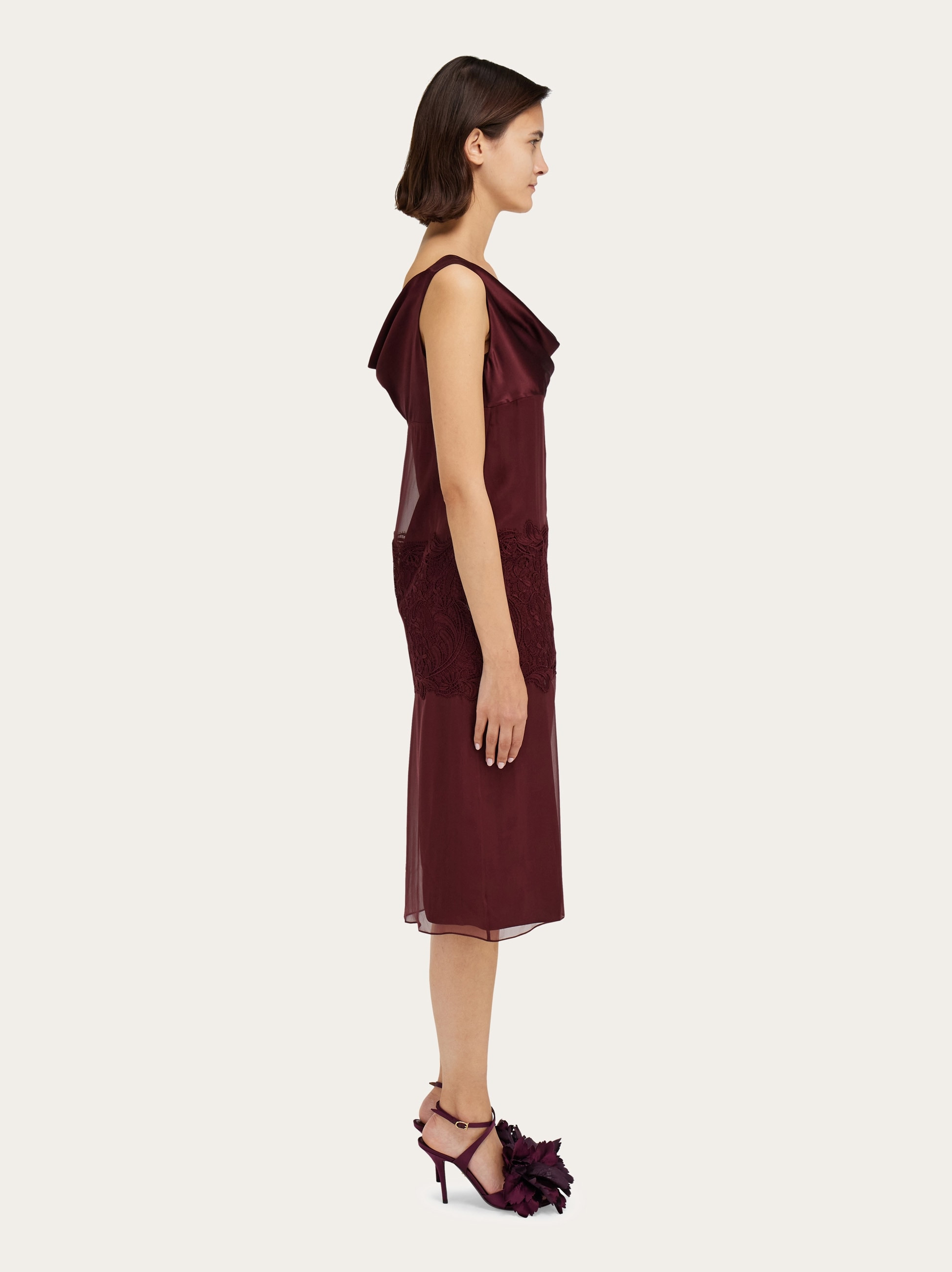 Silk dress with drape detail - 3