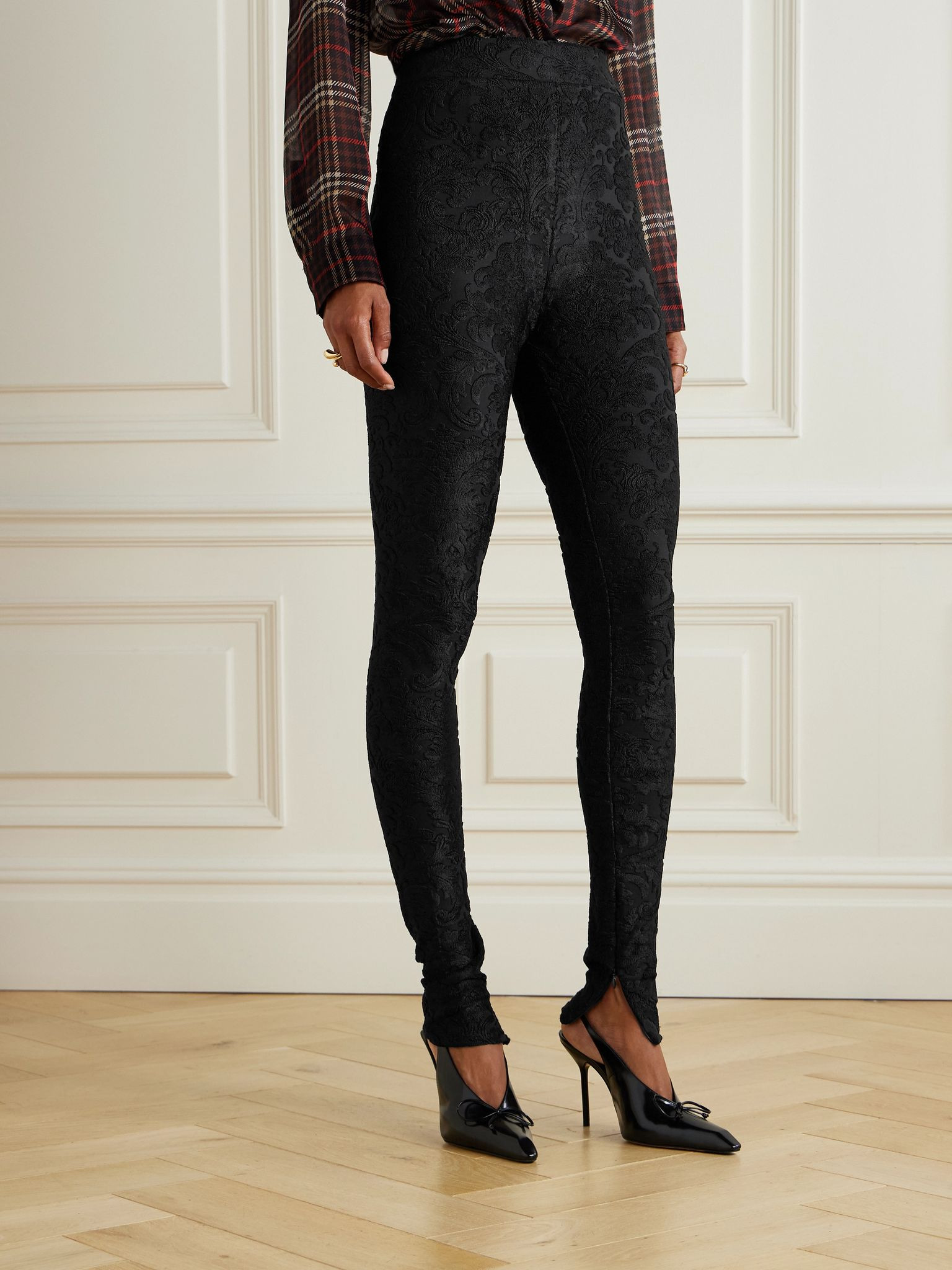 Bouclé jacquard-knit leggings Black - 3