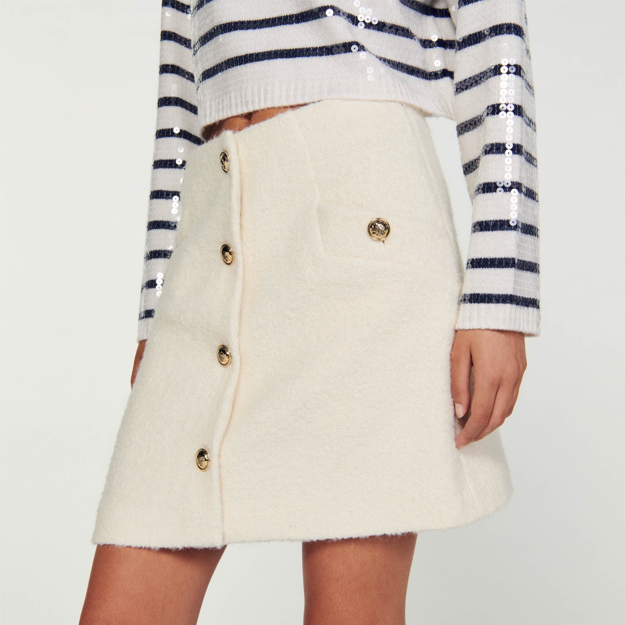 SHORT BOUCLÉ FABRIC SKIRT - 4