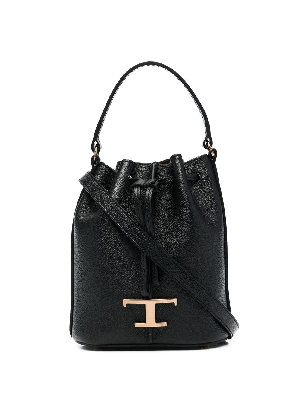 logo-charm leather bucket bag - 1