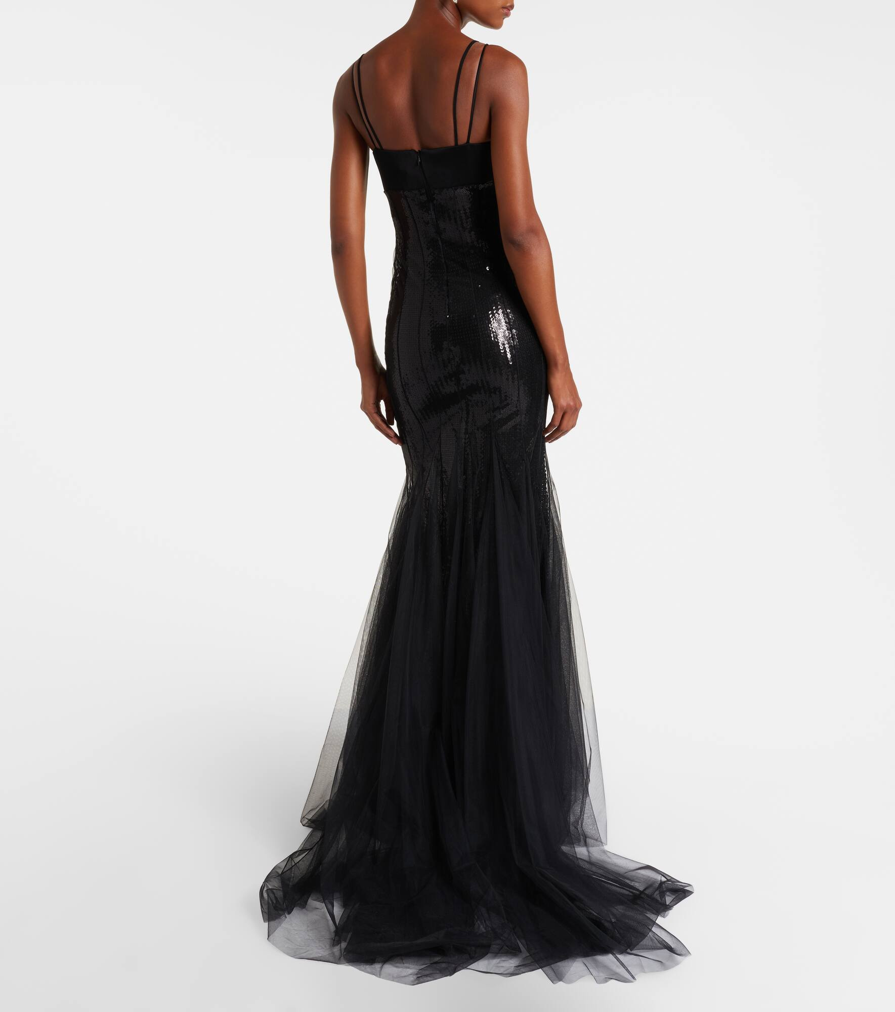 Sequined tulle and satin gown - 3