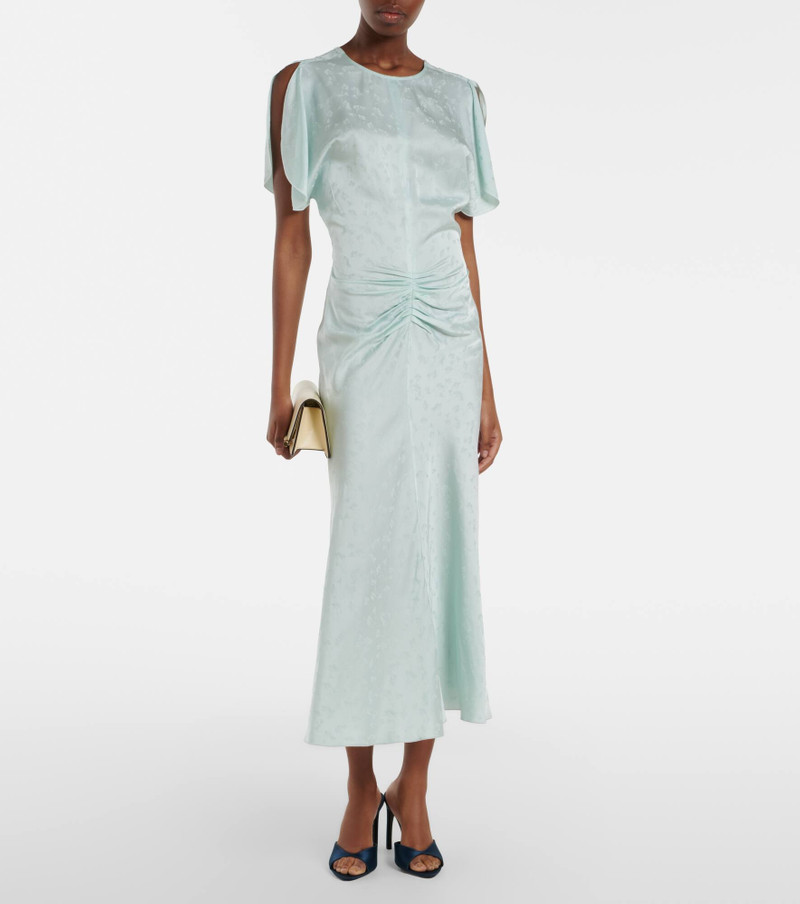 Victoria Beckham Gathered jacquard midi dress outlook