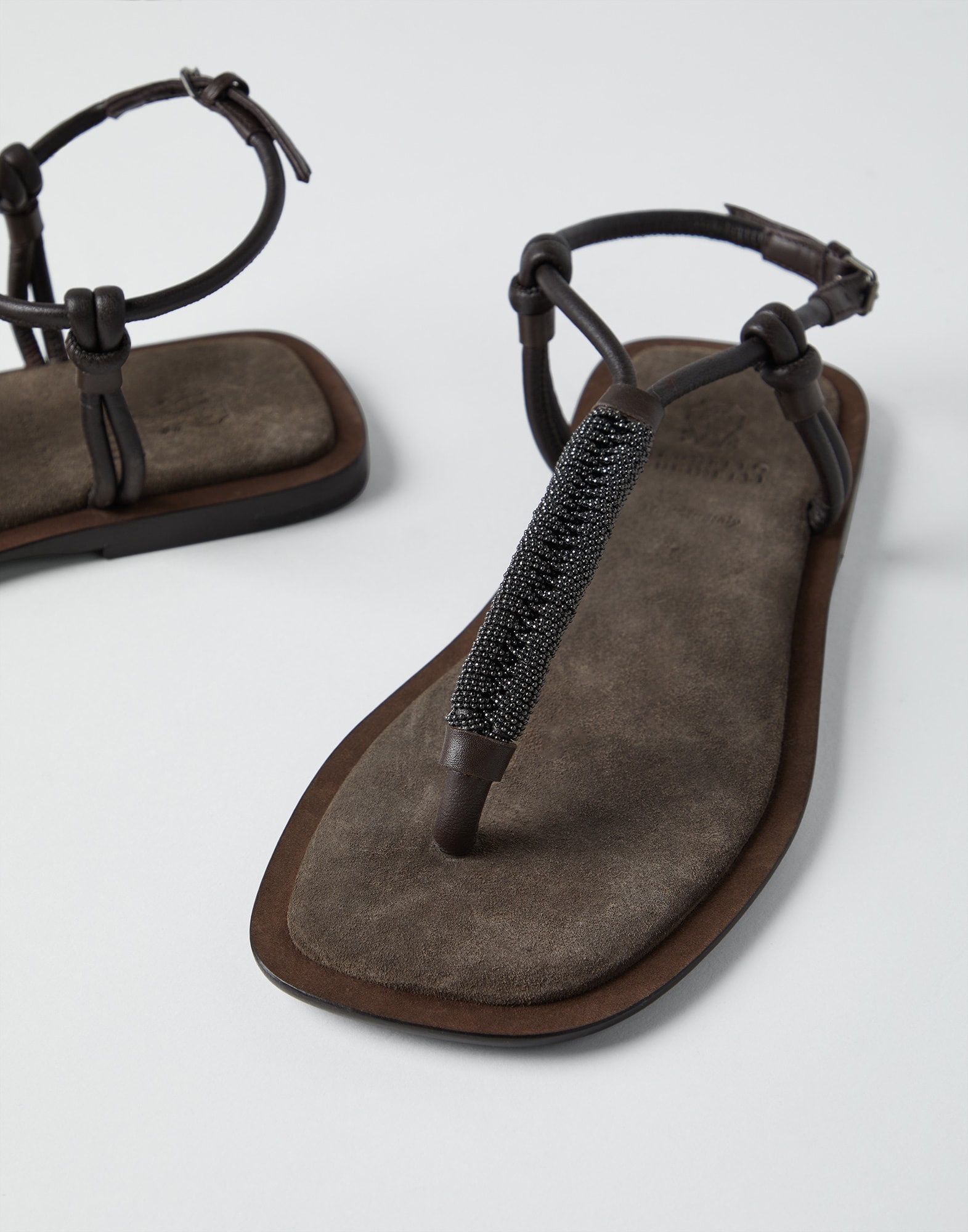 Suede sandals with precious braided straps - 3