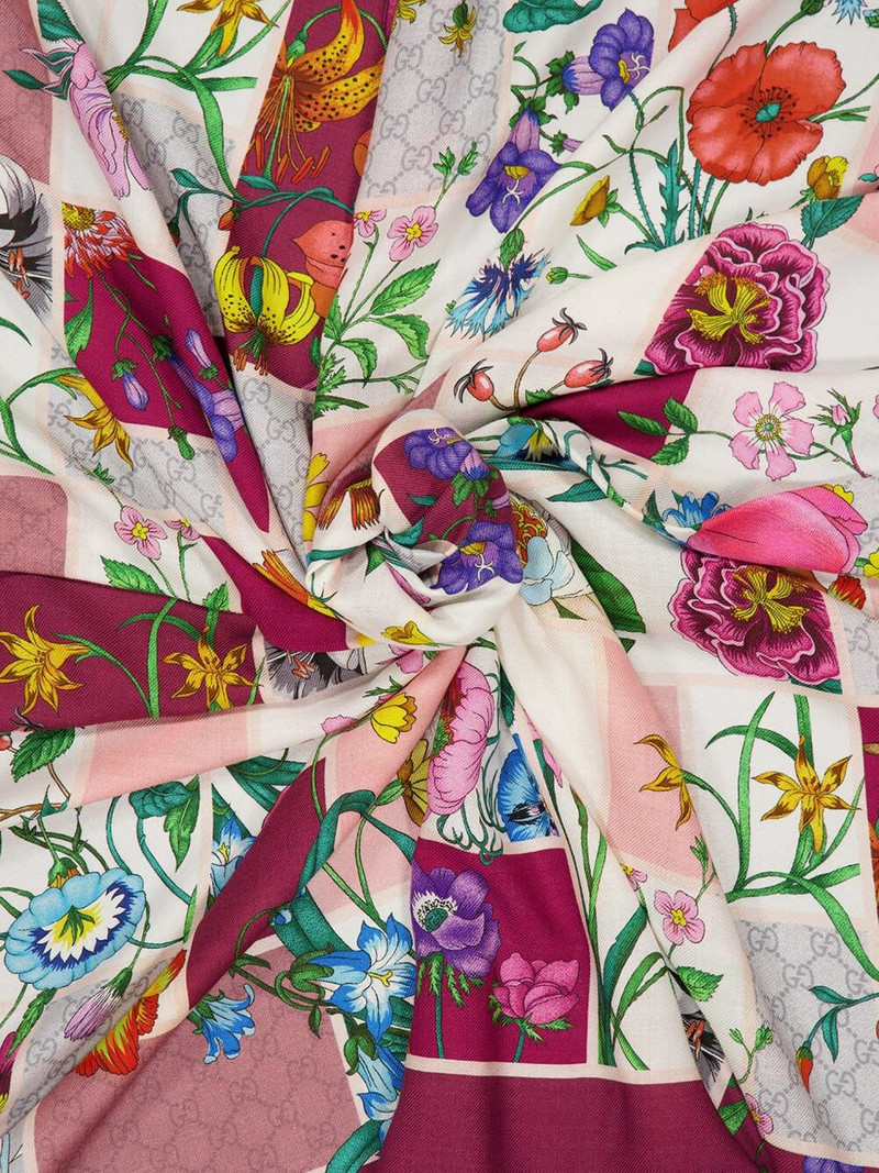 floral-print block-design scarf 3