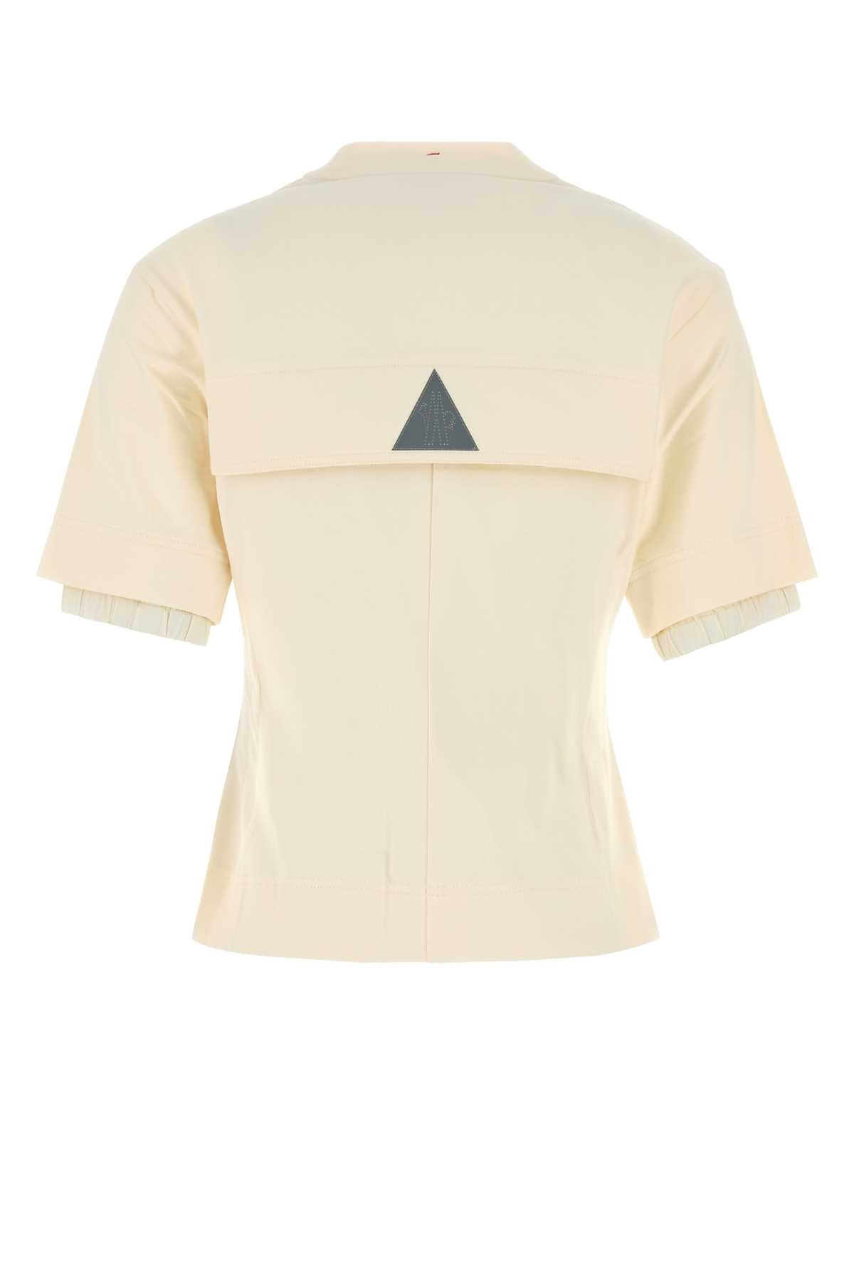 Moncler Grenoble Women Ivory Stretch Cotton T-Shirt - 2