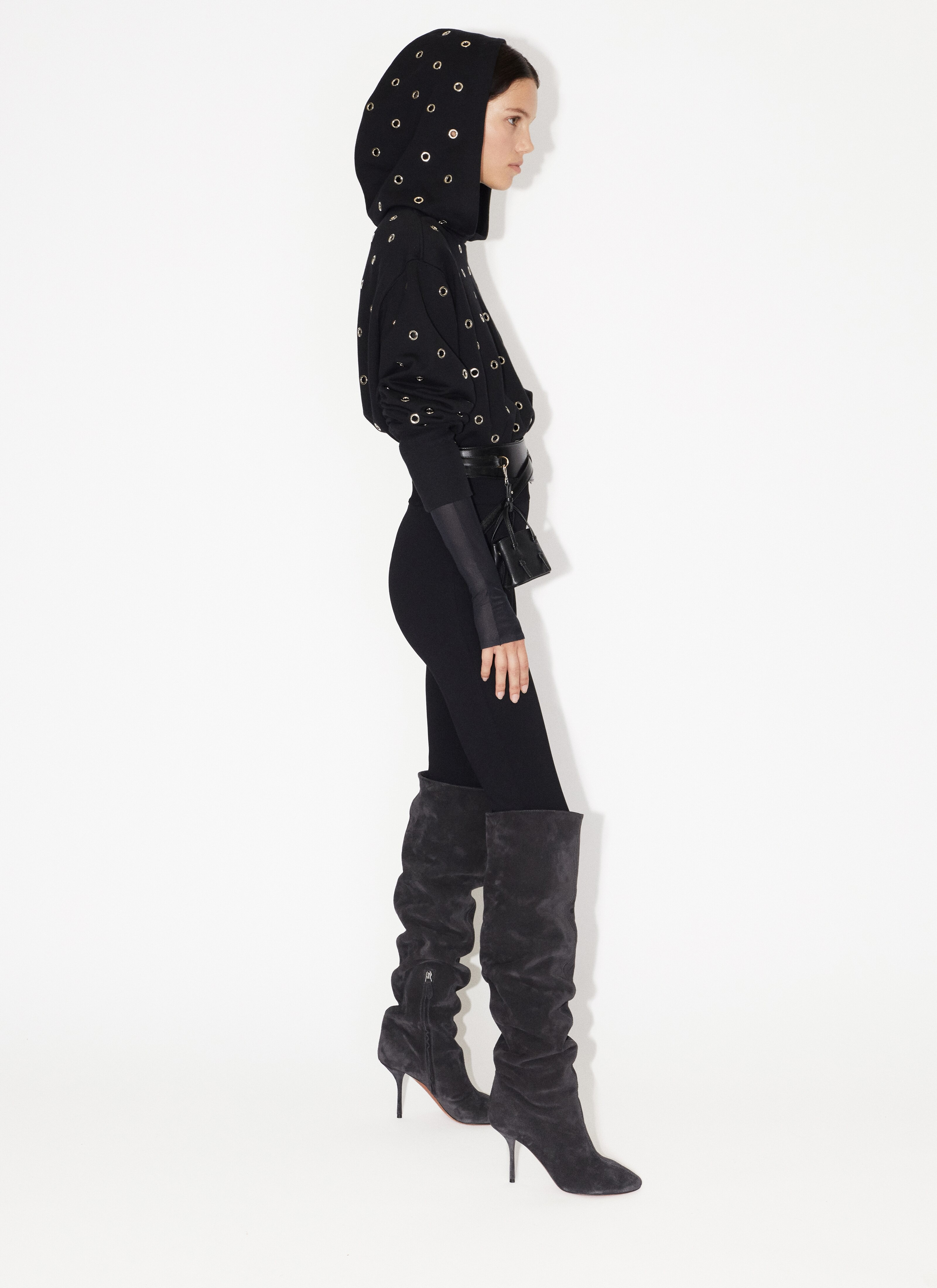 EYELET FLEECE HOODIE - 4