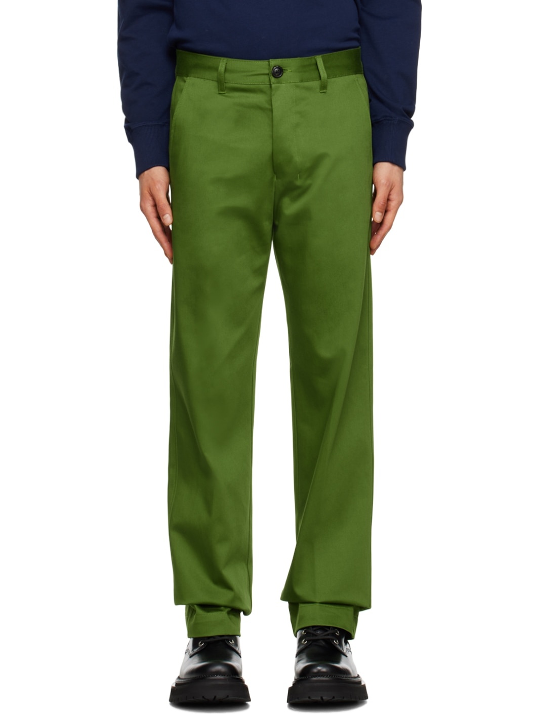 Green Straight-Fit Trousers - 1