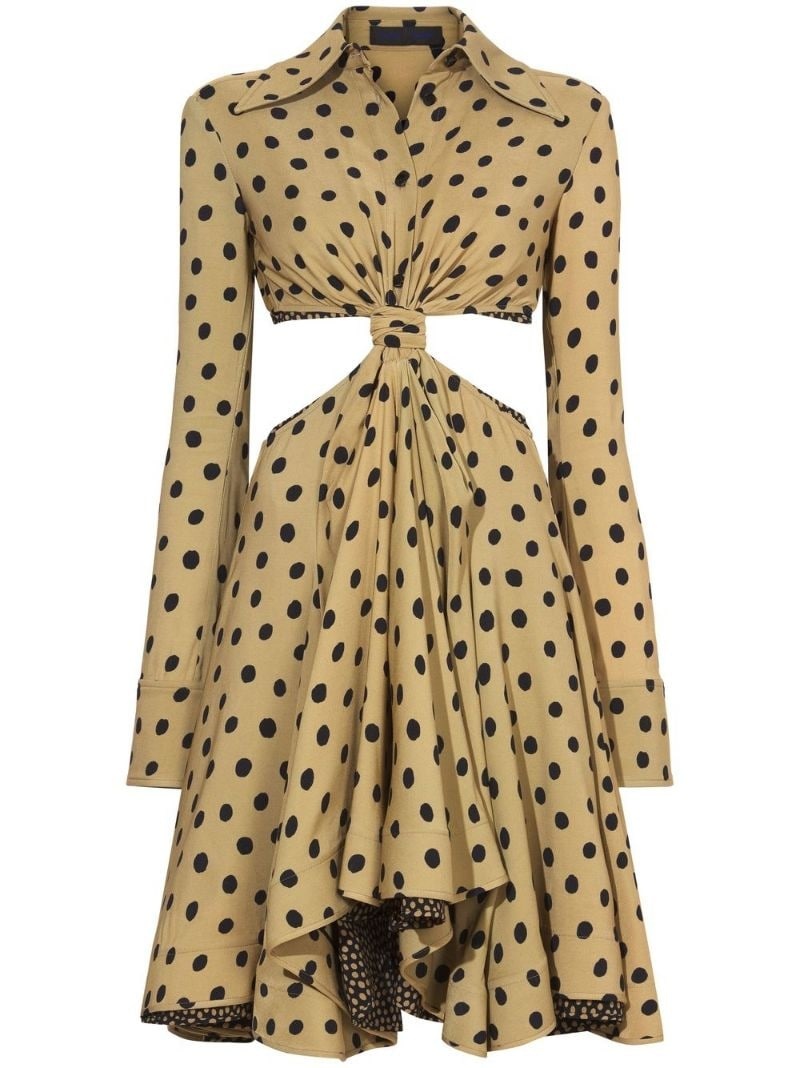 polka dot-print cut-out shirt dress - 1